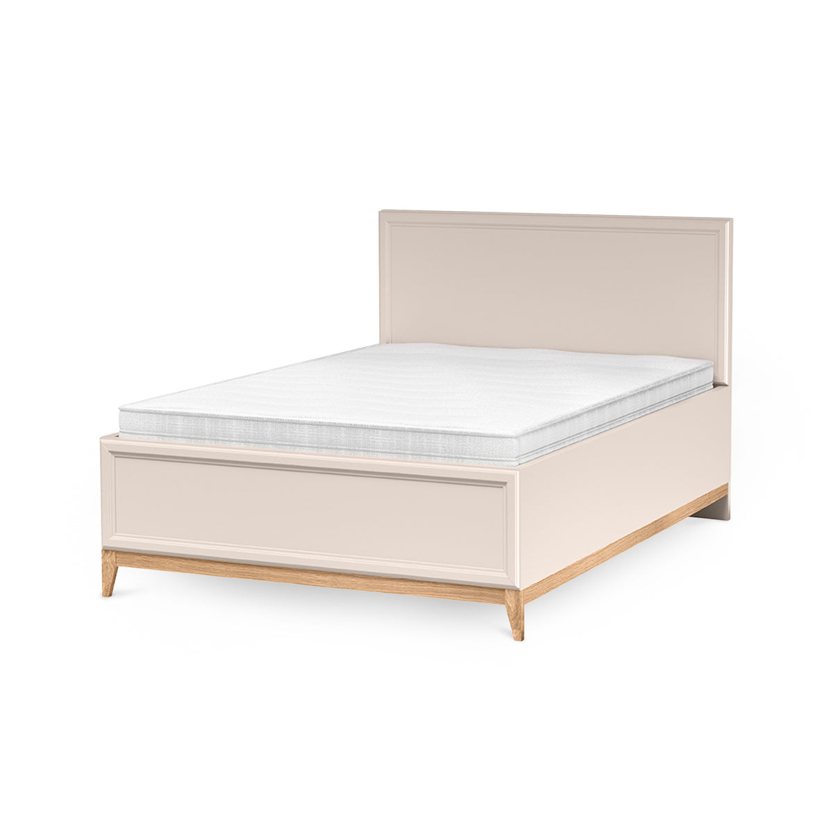 Łóżko Serena 140x200 i 160x200 z pojemnikiem i frezowanym zagłówkiem w stylu modern classic – widok pod kątem | Pillovely