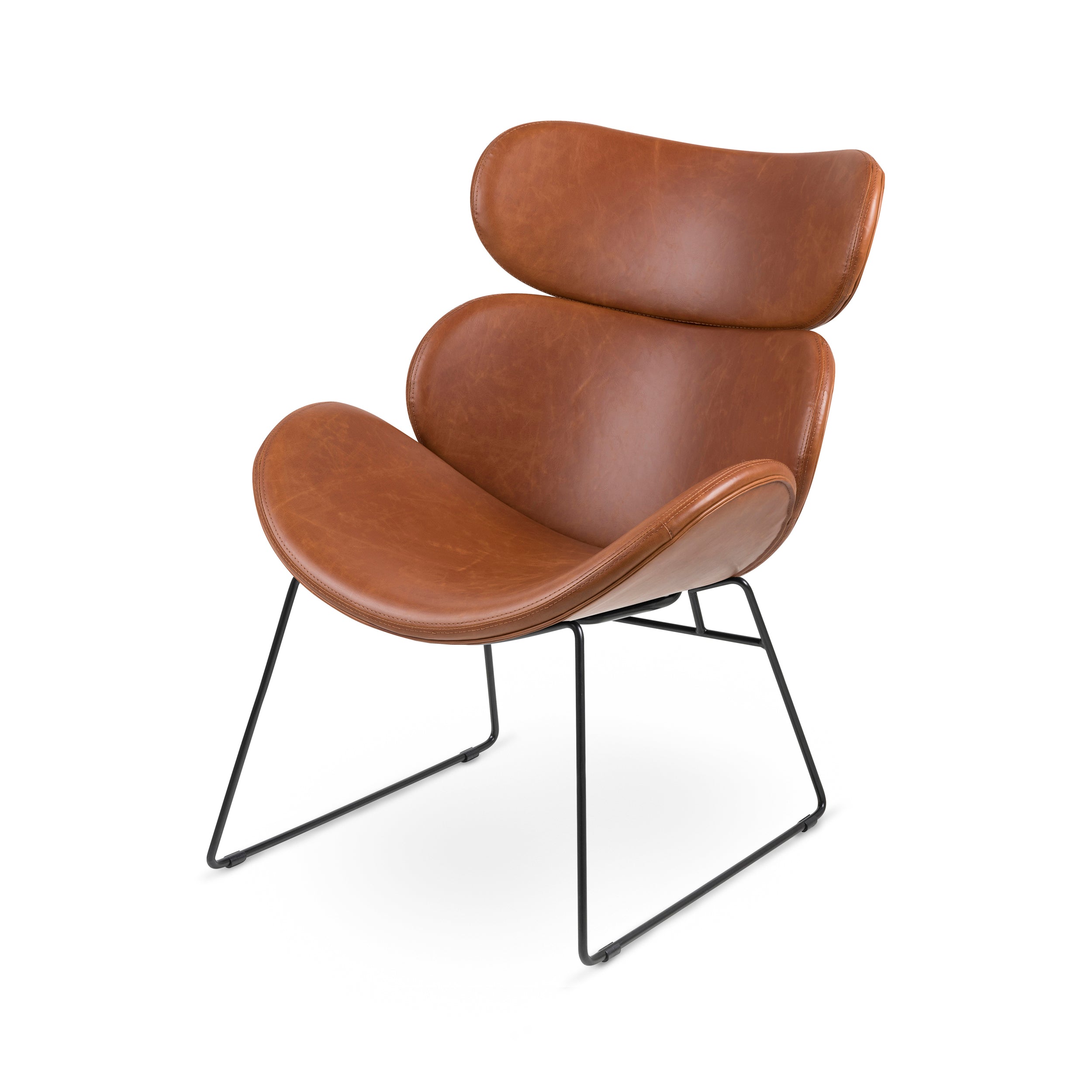 Fotel loftowy z profilowanym oparciem i metalową podstawą | Ferum Brąz Czarny metalowy