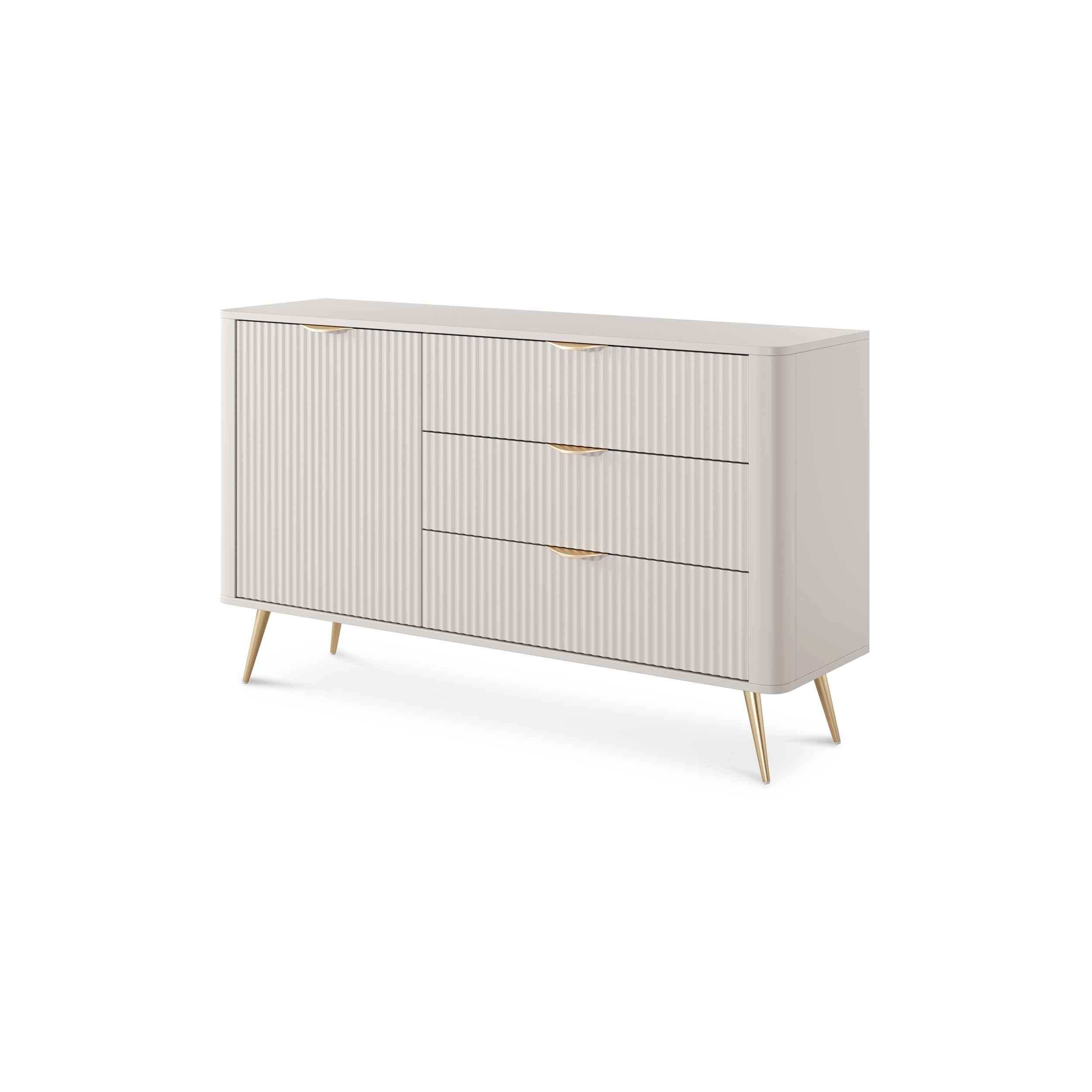 Komoda 138x81 z szufladami i drzwiami w stylu eleganckim | Laanti Beż