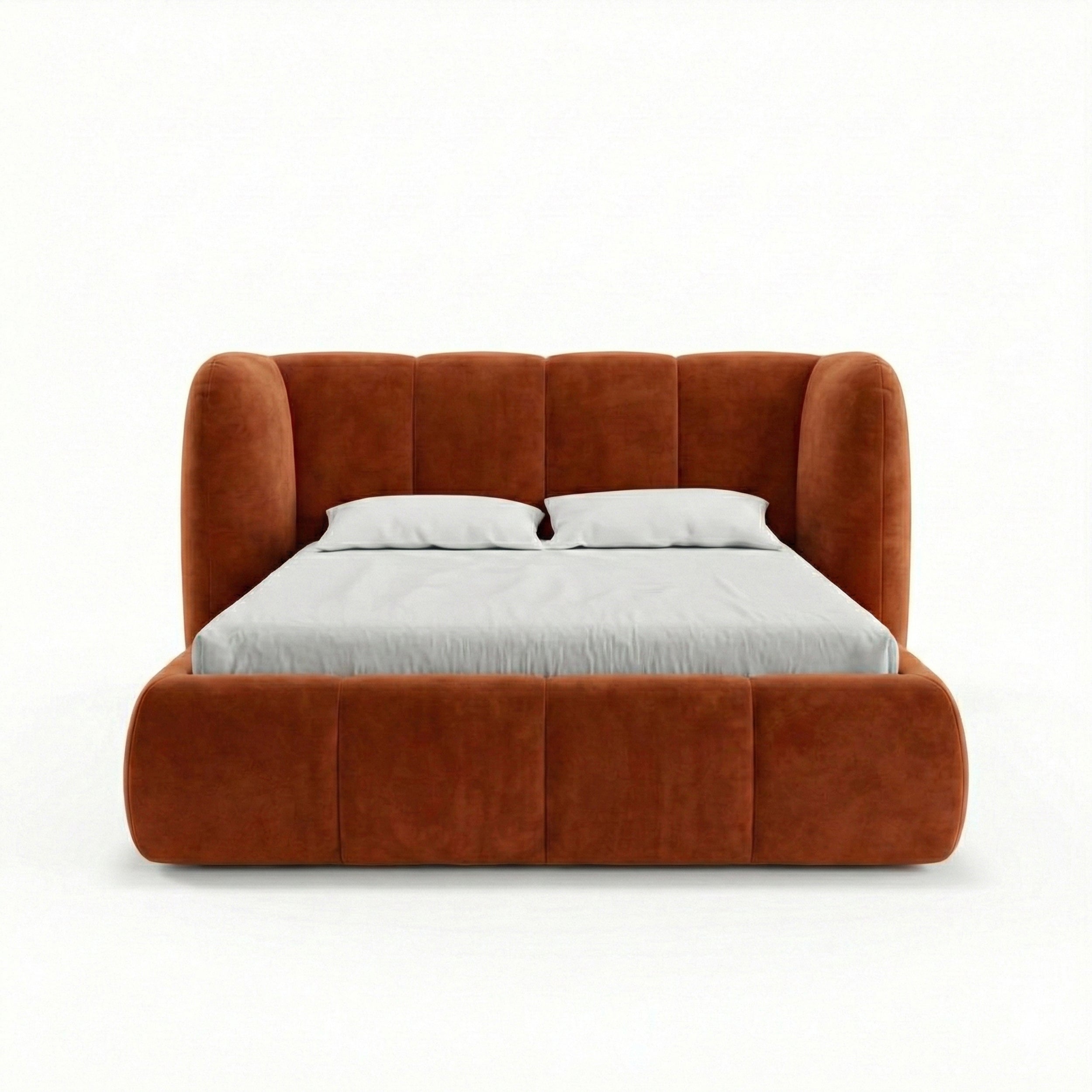 Łóżko tapicerowane pikowane z pojemnikiem w stylu soft modern | Ventara