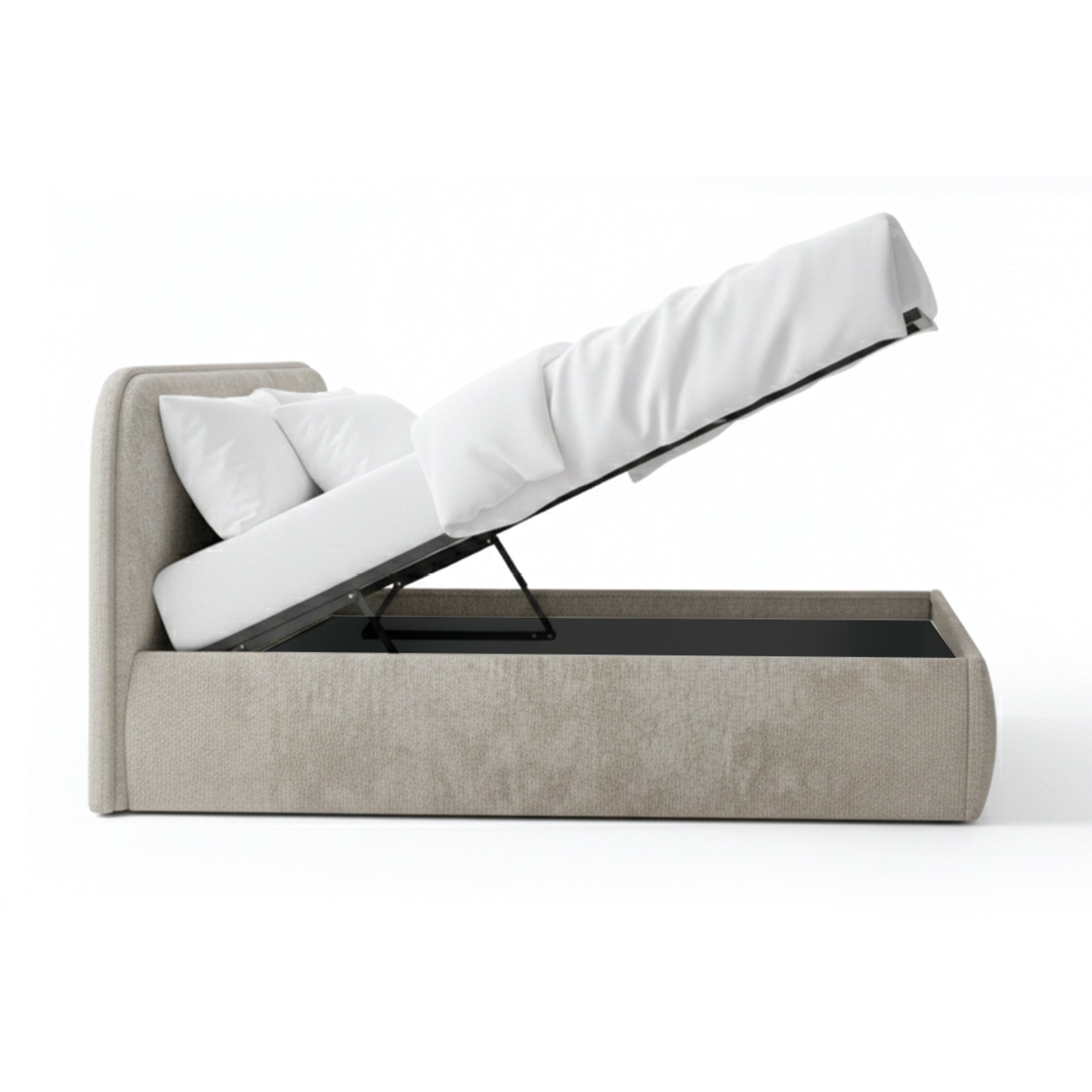 Łóżko tapicerowane z pojemnikiem w stylu soft modern | Eterial
