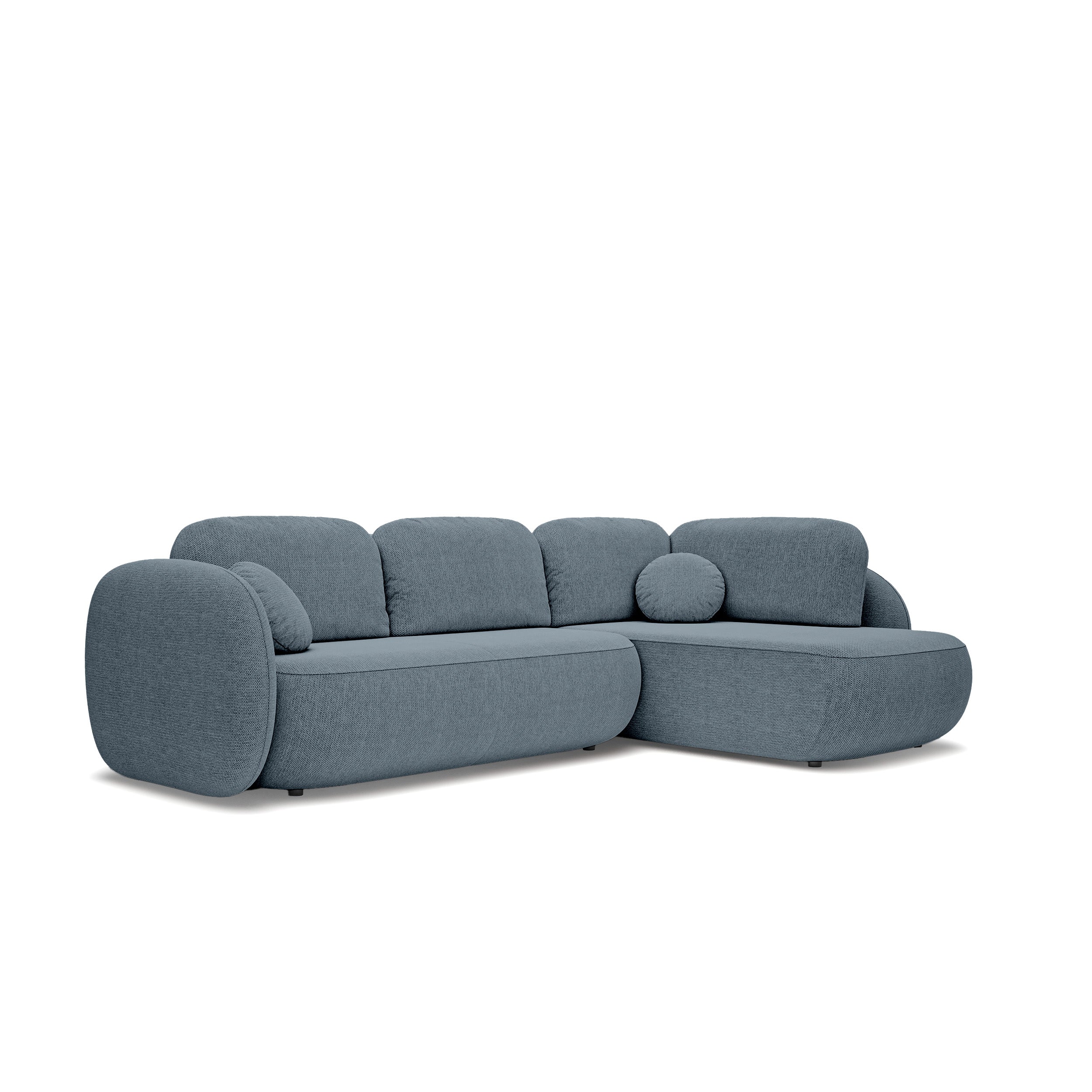 Narożnik z funkcją spania o powierzchni 123x250 w stylu organic modern | OLEMO Prawostronny Granitowy Nurt (ARAGON 72)