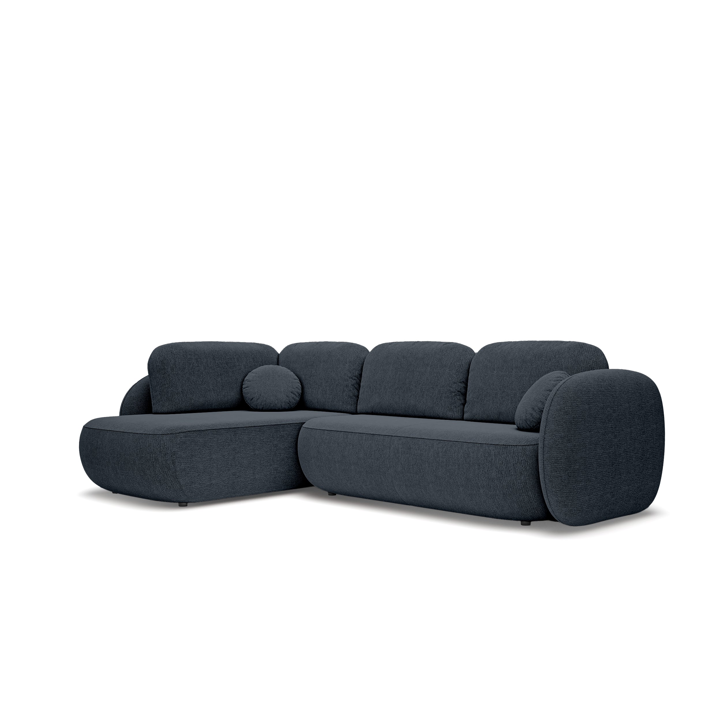 Narożnik z funkcją spania o powierzchni 123x250 w stylu organic modern | OLEMO Lewostronny Nocny Lazur (ARAGON 79)