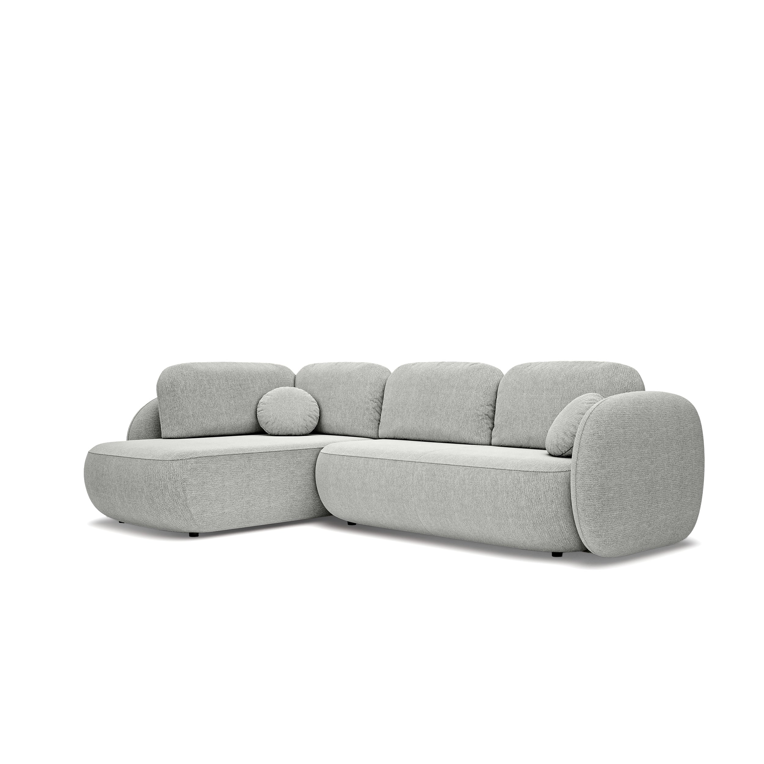 Narożnik z funkcją spania o powierzchni 123x250 w stylu organic modern | OLEMO Lewostronny Chłodny Taupe (ARAGON 80)