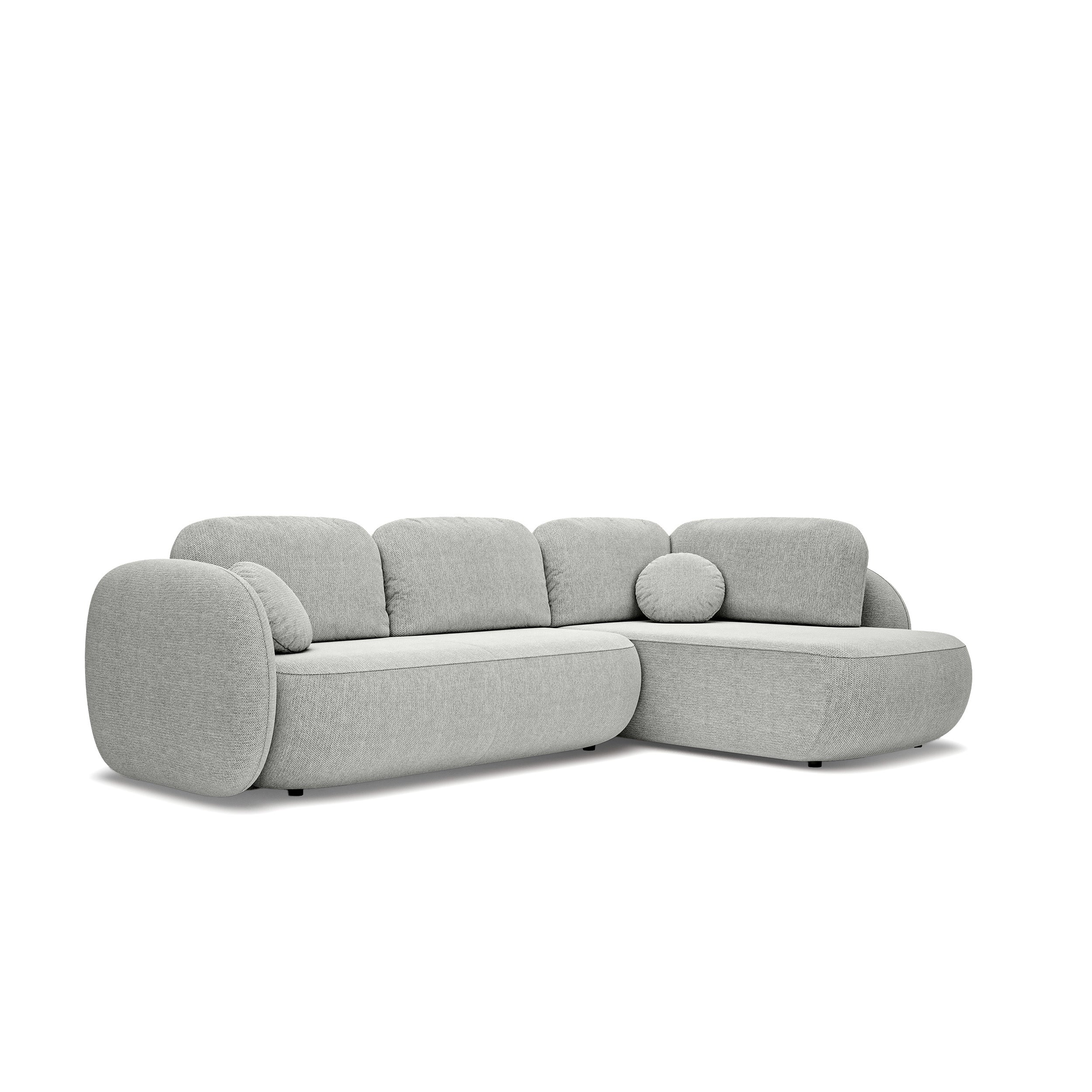 Narożnik z funkcją spania o powierzchni 123x250 w stylu organic modern | OLEMO Prawostronny Chłodny Taupe (ARAGON 80)