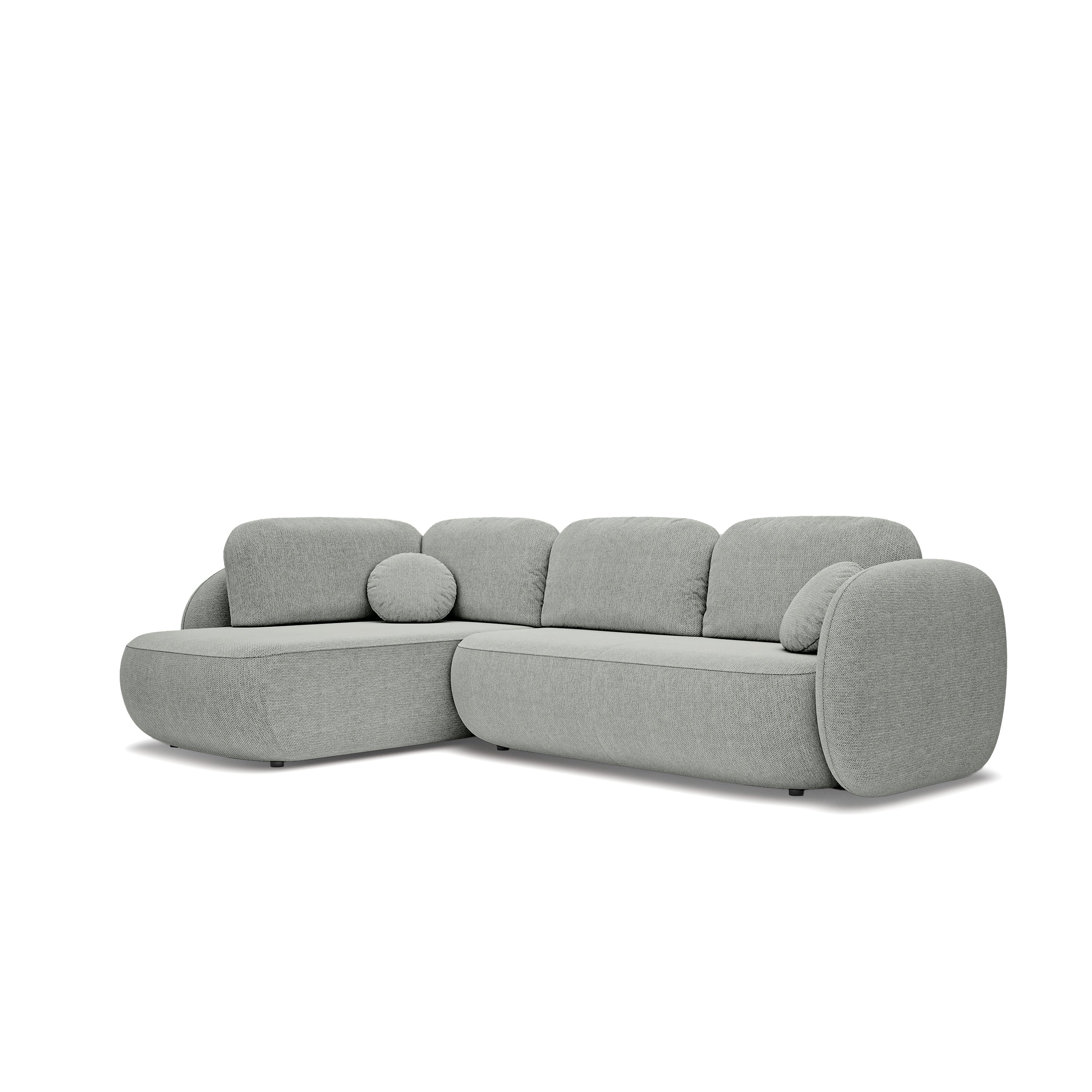 Narożnik z funkcją spania o powierzchni 123x250 w stylu organic modern | OLEMO Lewostronny Stalowa Szarość (ARAGON 83)