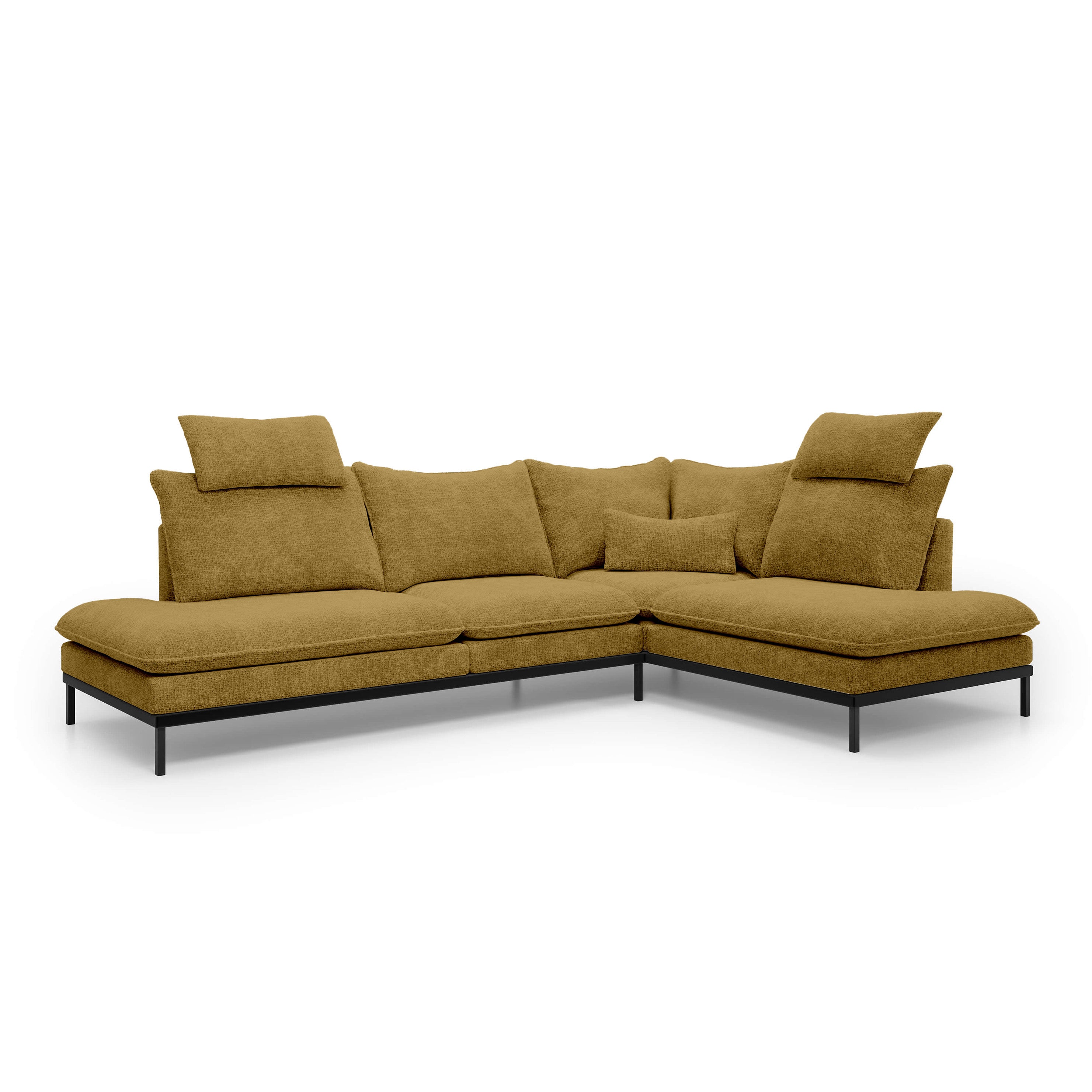 Narożnik Premium 4-osobowy 293×198 cm w stylu eleganckim | Leafy Prawostronna Miodowy Brąz (CREMONA 48)