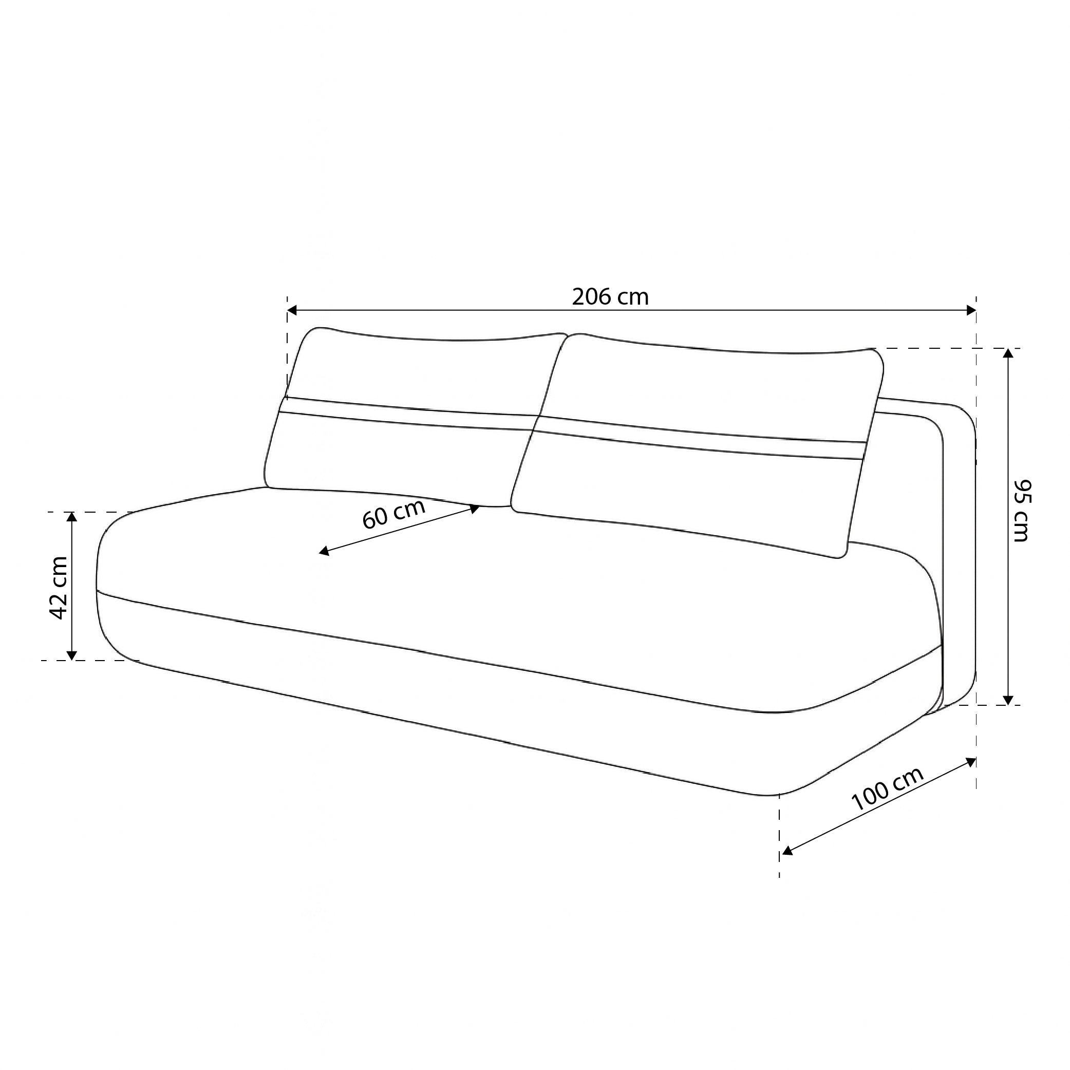 Sofa 2-osobowa z funkcją spania 206 cm w stylu minimalistycznym | Lento
