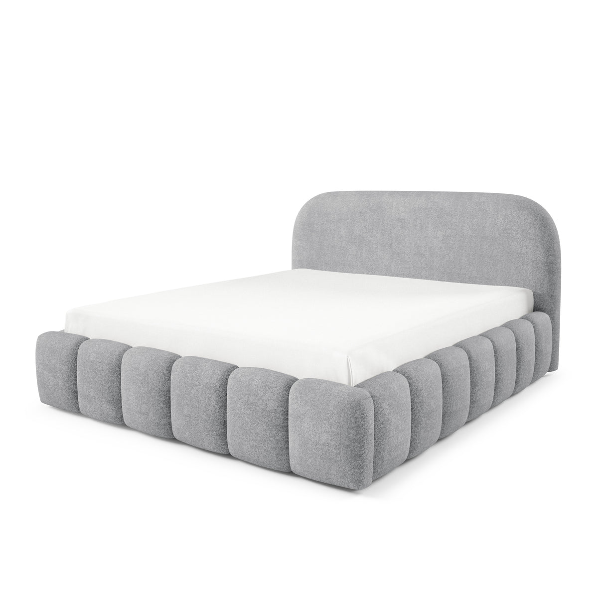 Łóżko tapicerowane z pojemnikiem w stylu modern soft, tkanina Monte | Tegell