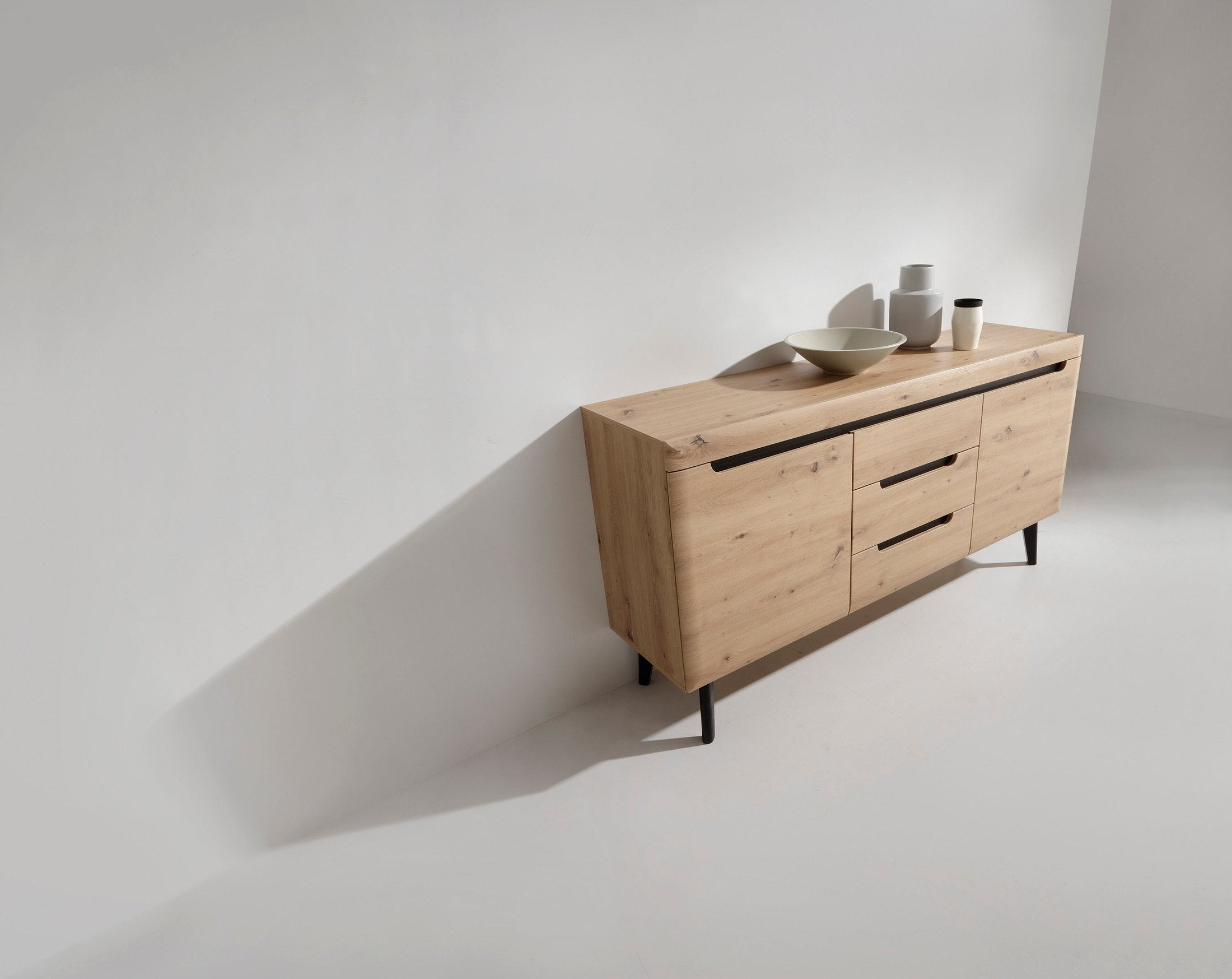 Komoda z szufladami i szafkami 160x83 w stylu skandynawskim | Trava