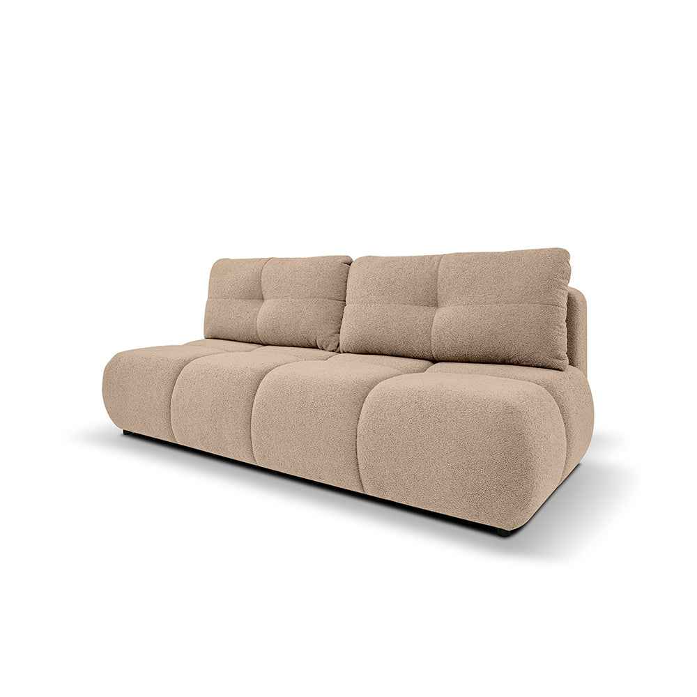 Sofa 3-osobowa z funkcją spania 142x200 w stylu miękkiego minimalizmu| Milorya Orzechowy Puch (NOW OR NEVER 14)