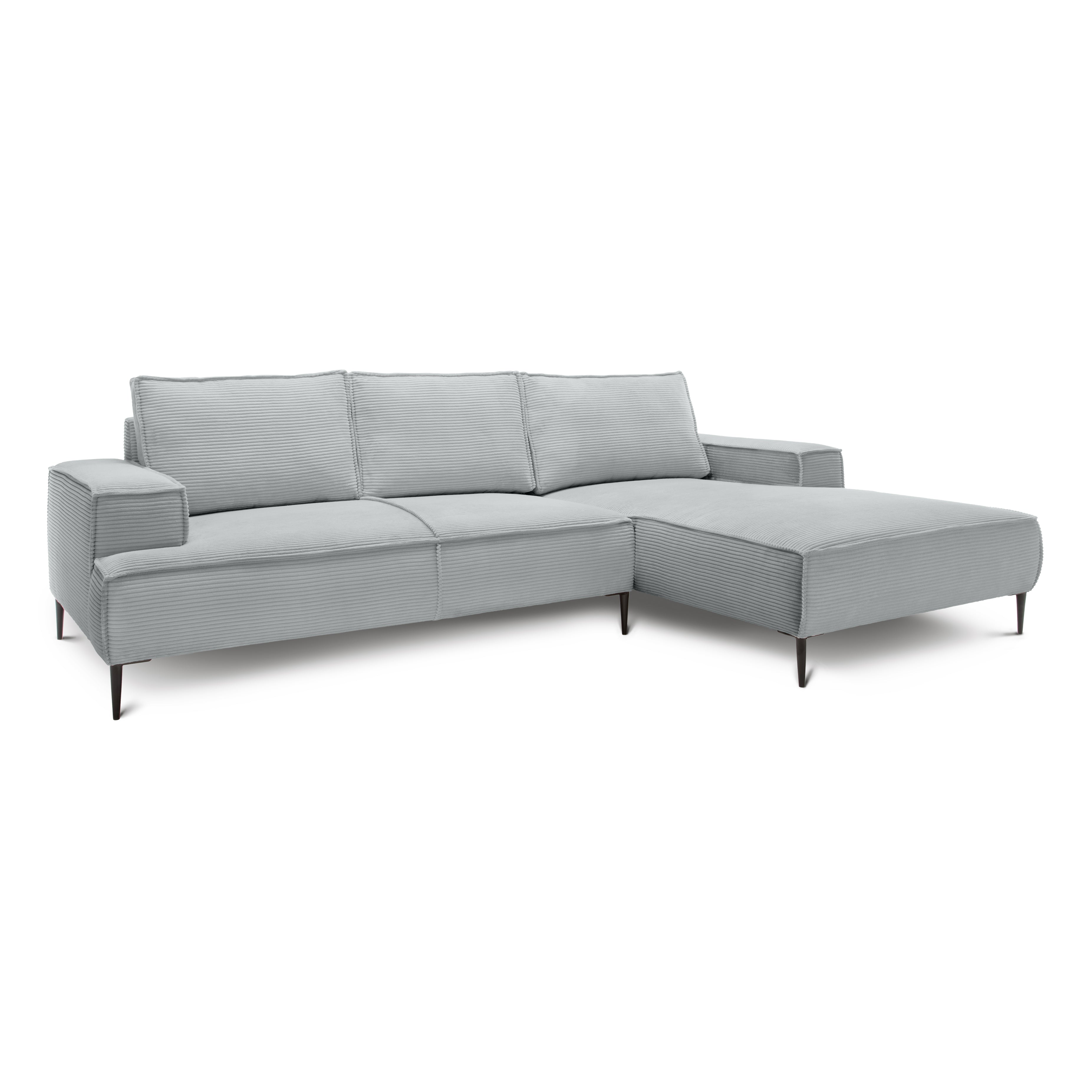 Narożnik 3-osobowy 275 cm w stylu modern classic | May Szary Bambus (POSO 55) Prawostronny