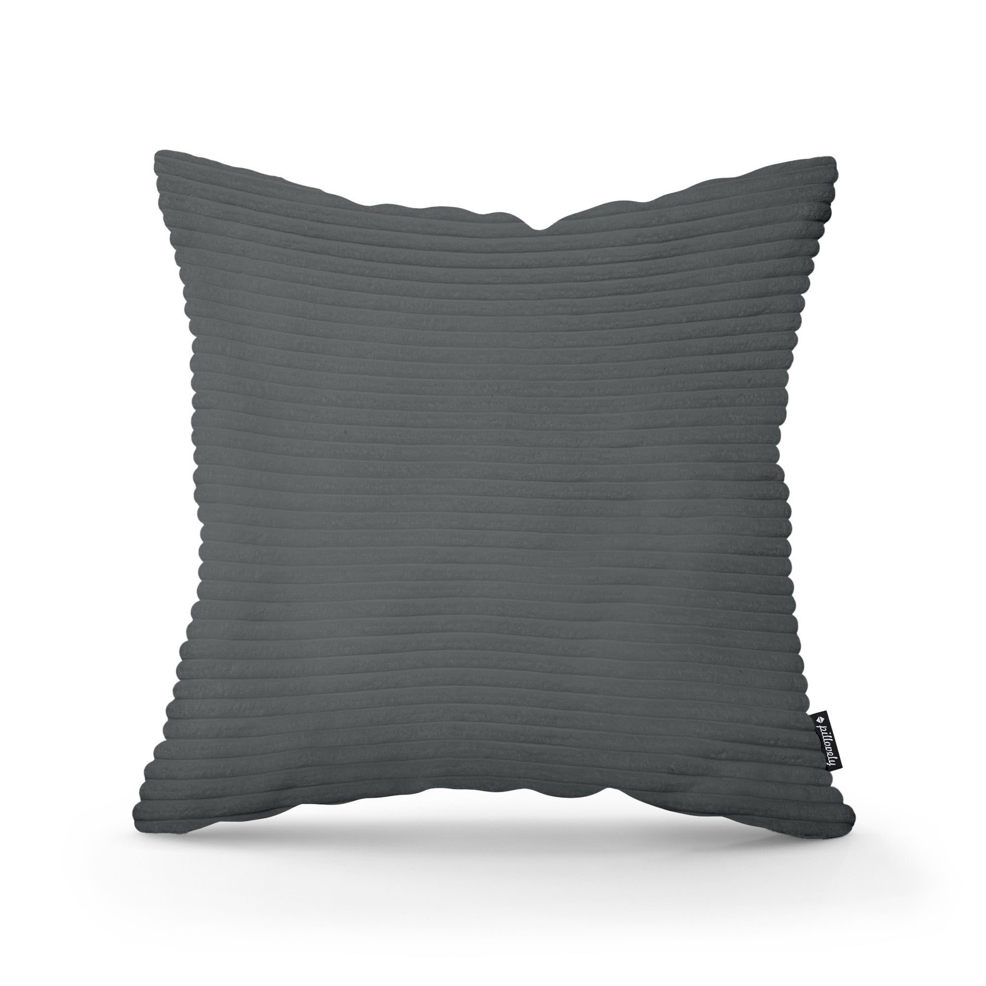 Poduszka dekoracyjna 45×45 cm w stylu scandi i boho | Szeroki Sztruks Antracyt (POSO 34)