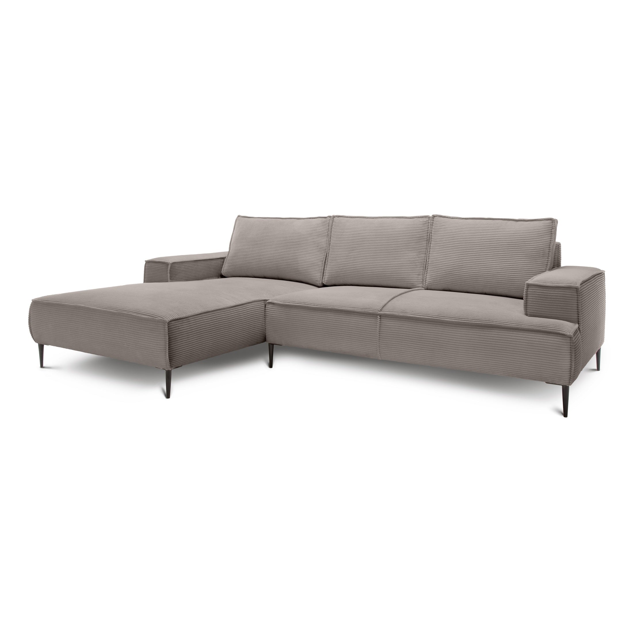Narożnik 3-osobowy 275 cm w stylu modern classic | May Szampański Popiół (POSO 03) Lewostronny