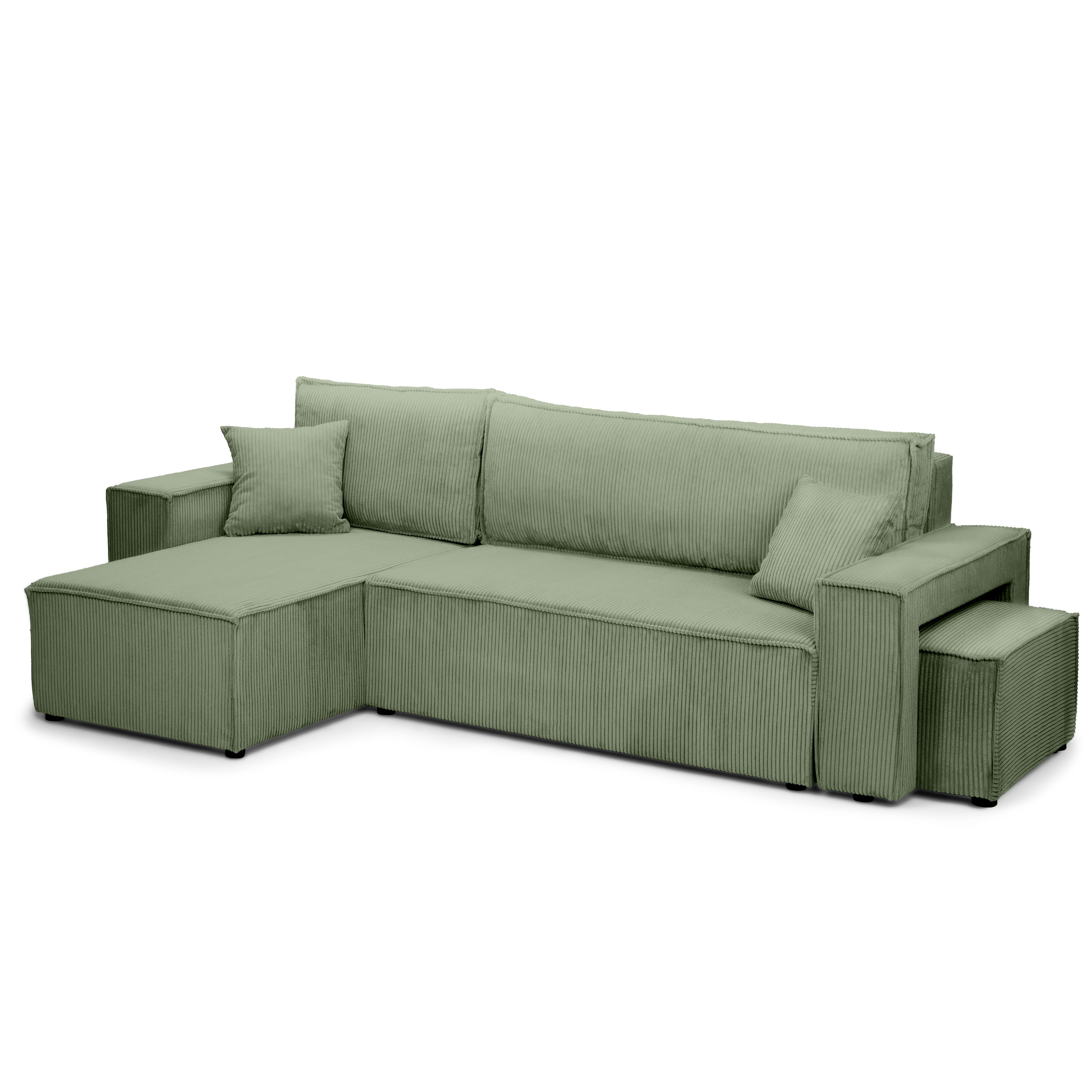Narożnik uniwersalny z funkcją spania z pufą w stylu nowoczesnym | Klara Szarozieleń (POSO 47) Uniwersalny