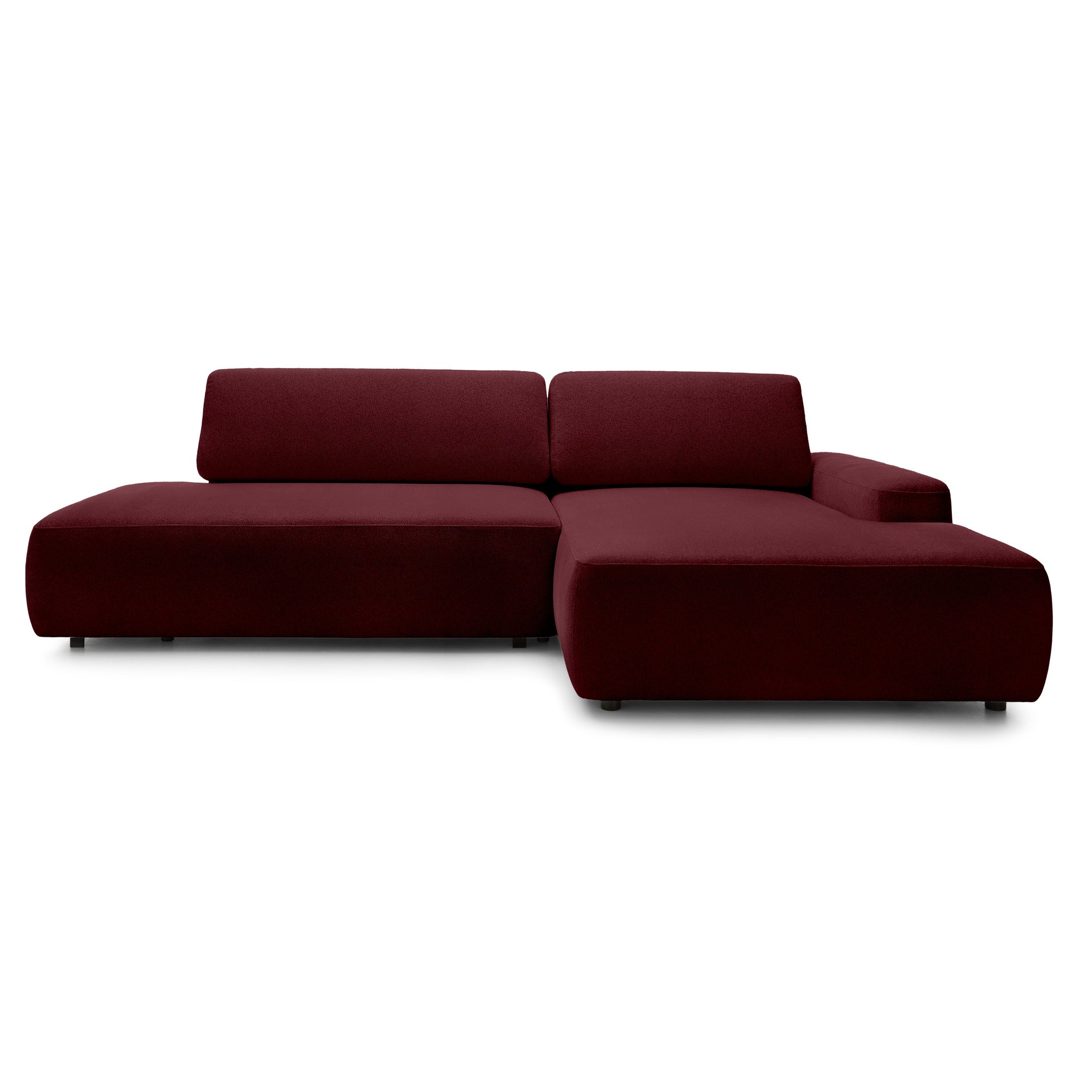 Narożnik z funkcją spania 4-osobowy 125x210 w stylu japandi | Bamby Prawostronny Czerwone Wino (RAVEN 59)