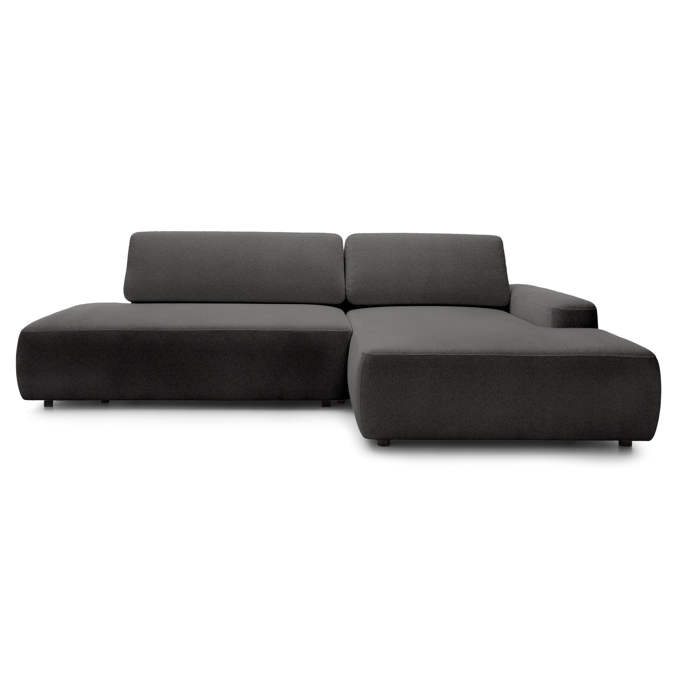 Narożnik z funkcją spania 4-osobowy 125x210 w stylu japandi | Bamby Prawostronny Dymny Granit (RAVEN 15)