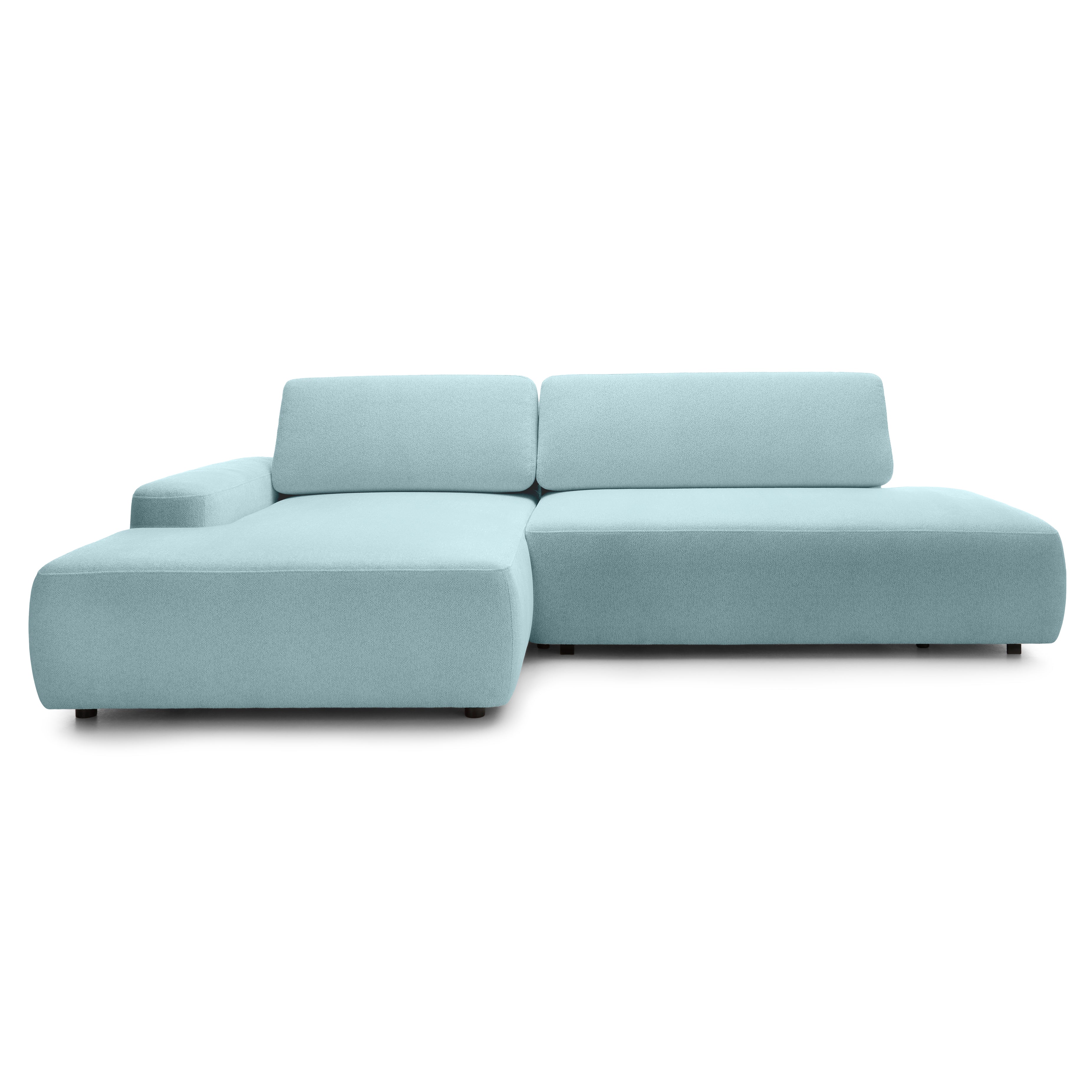 Narożnik z funkcją spania 4-osobowy 125x210 w stylu japandi | Bamby Lewostronny Porcelanowy Błękit (RAVEN 80)
