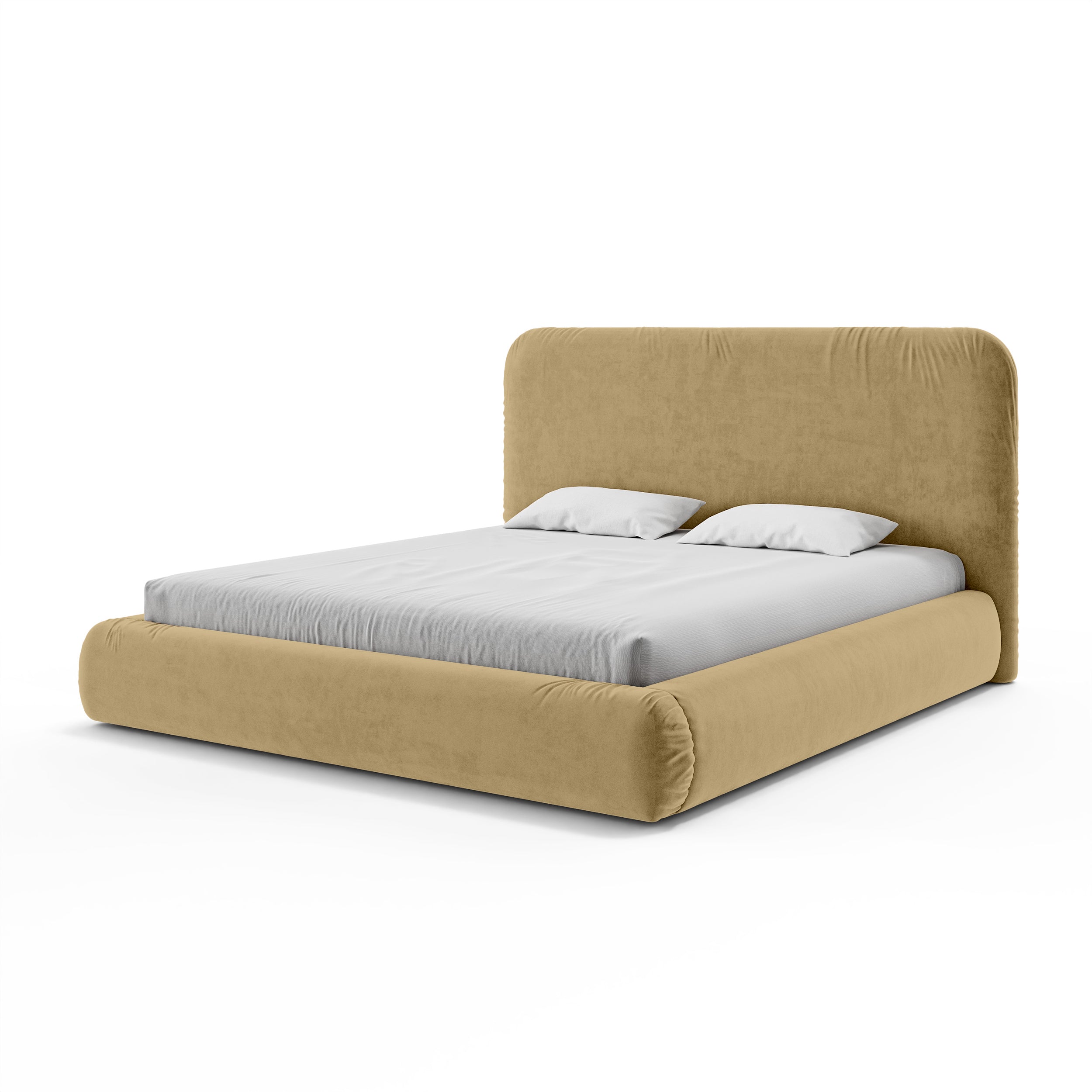 Łóżko tapicerowane z pojemnikiem w stylu modern organic | Paries