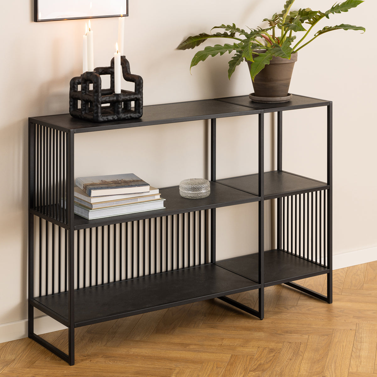 Regał 120x83 z efektem czarnego marmuru w stylu nowoczesnym | Cella