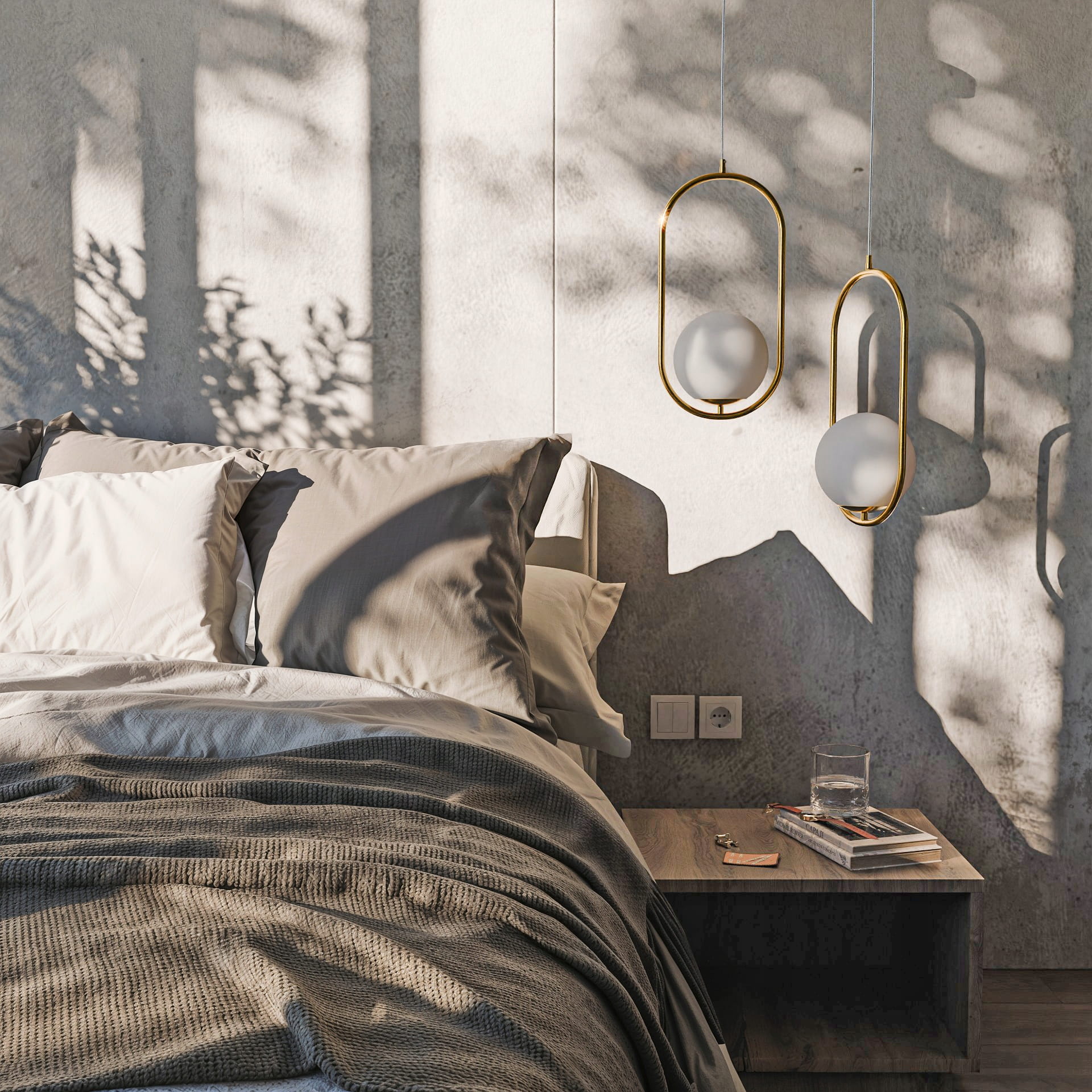 Lampa wisząca z kulistym kloszem w złotej ramie w stylu nowoczesnym | Orbitella