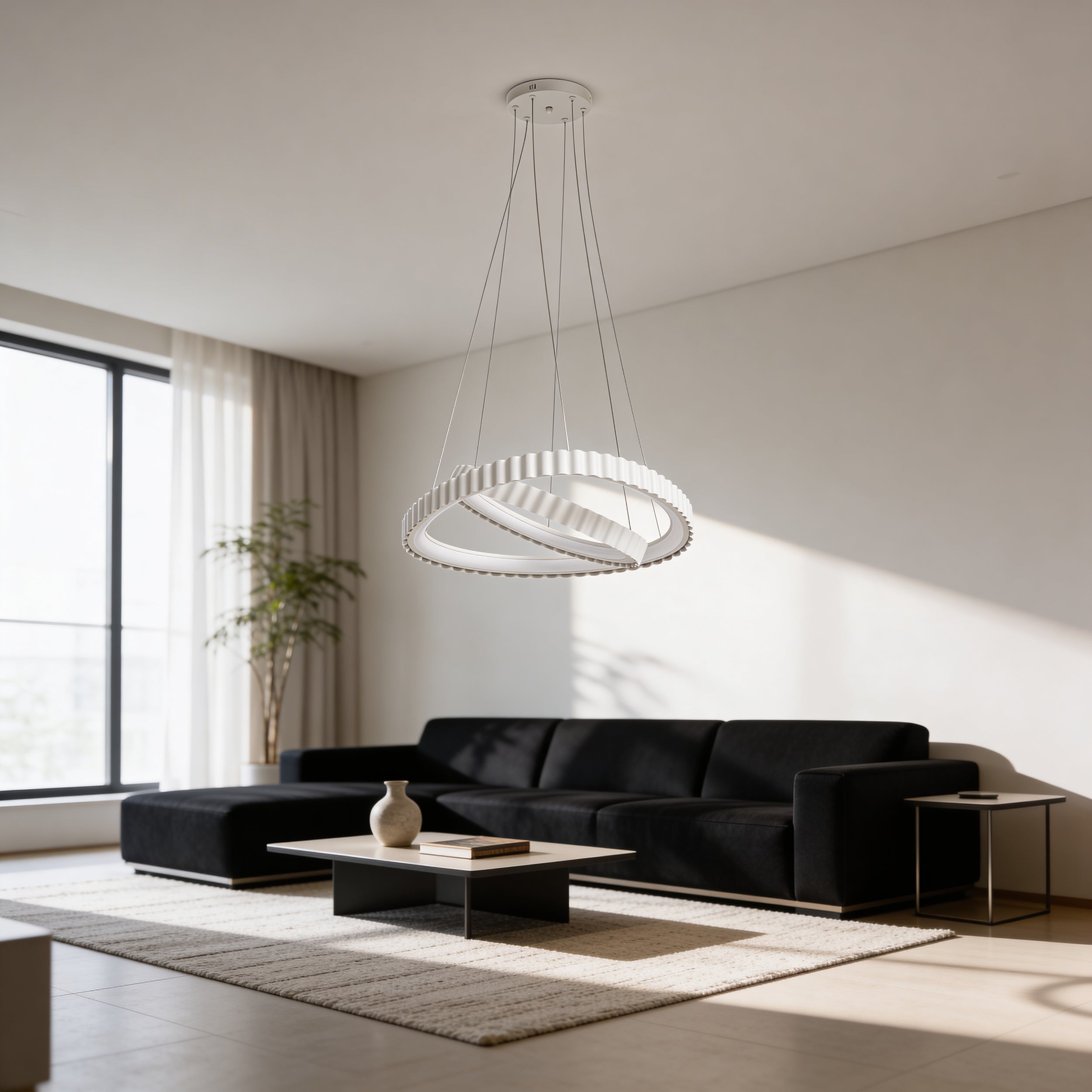 Lampa wisząca LED z dekoracyjnymi pierścieniami w stylu nowoczesnym | Rinoria
