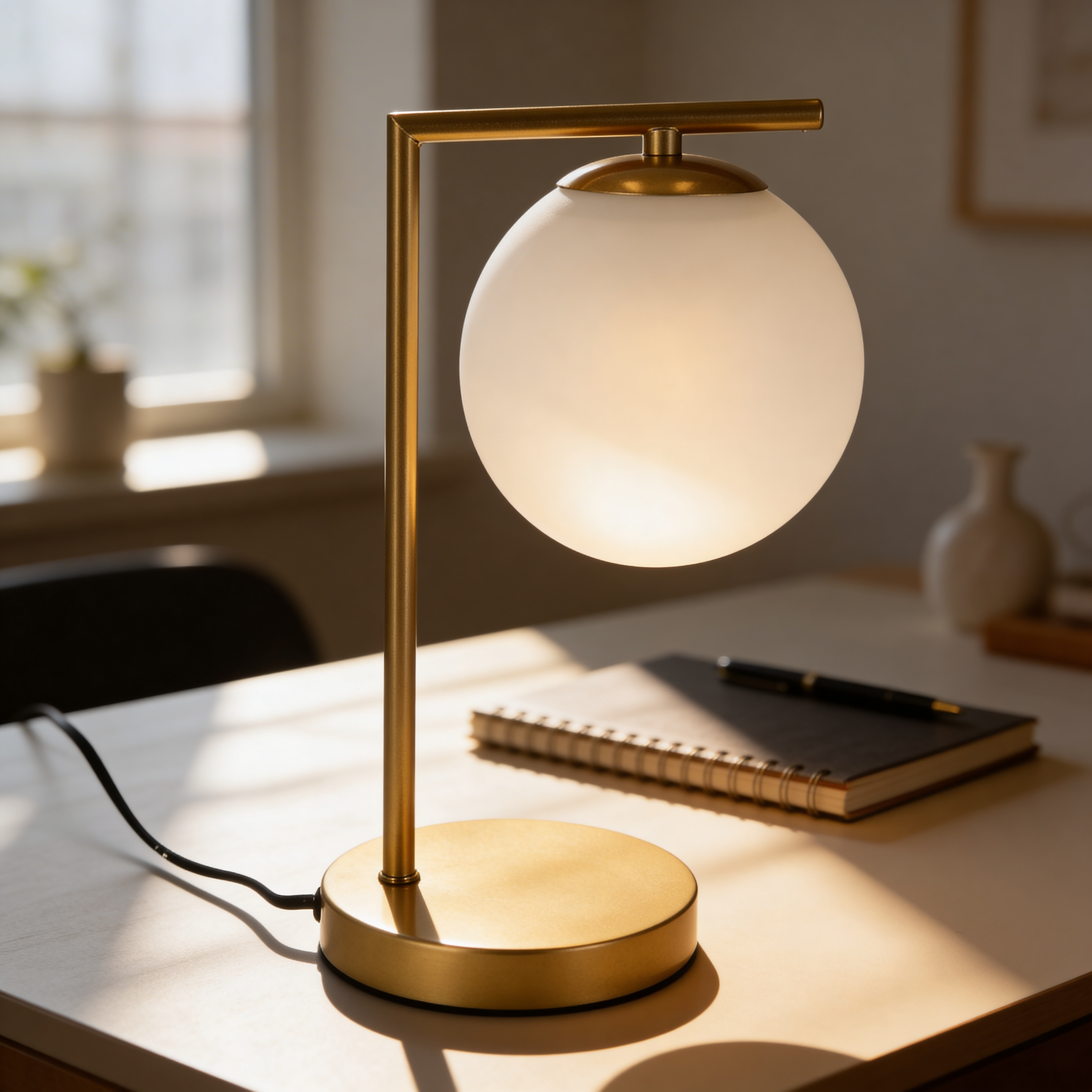 Lampka biurkowa z szklaną kulą w stylu eleganckim | Orbitella