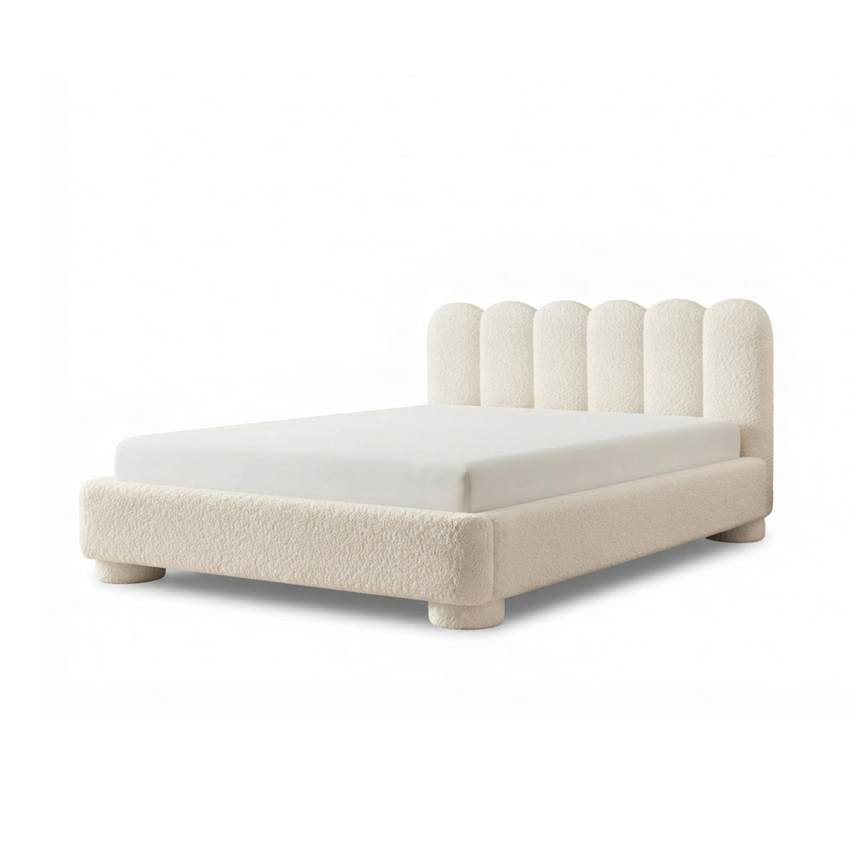 Łóżko tapicerowane Lattri 120x200–200x200 z pojemnikiem w stylu modern organic, tkanina Coral – kolor Lniany Beż (CORAL 15) | Pillovely