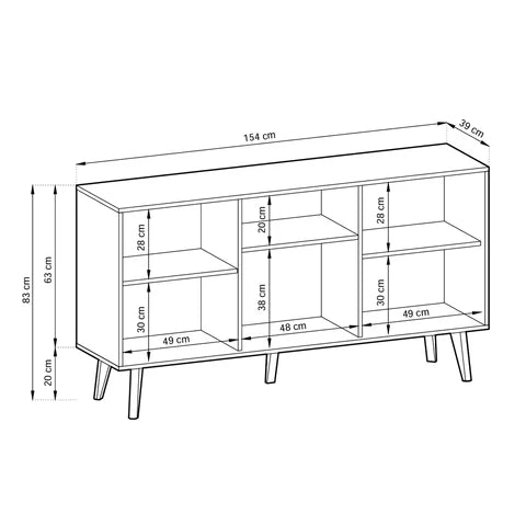 Komoda z drzwiami 154x83 w stylu industrialnym | Las