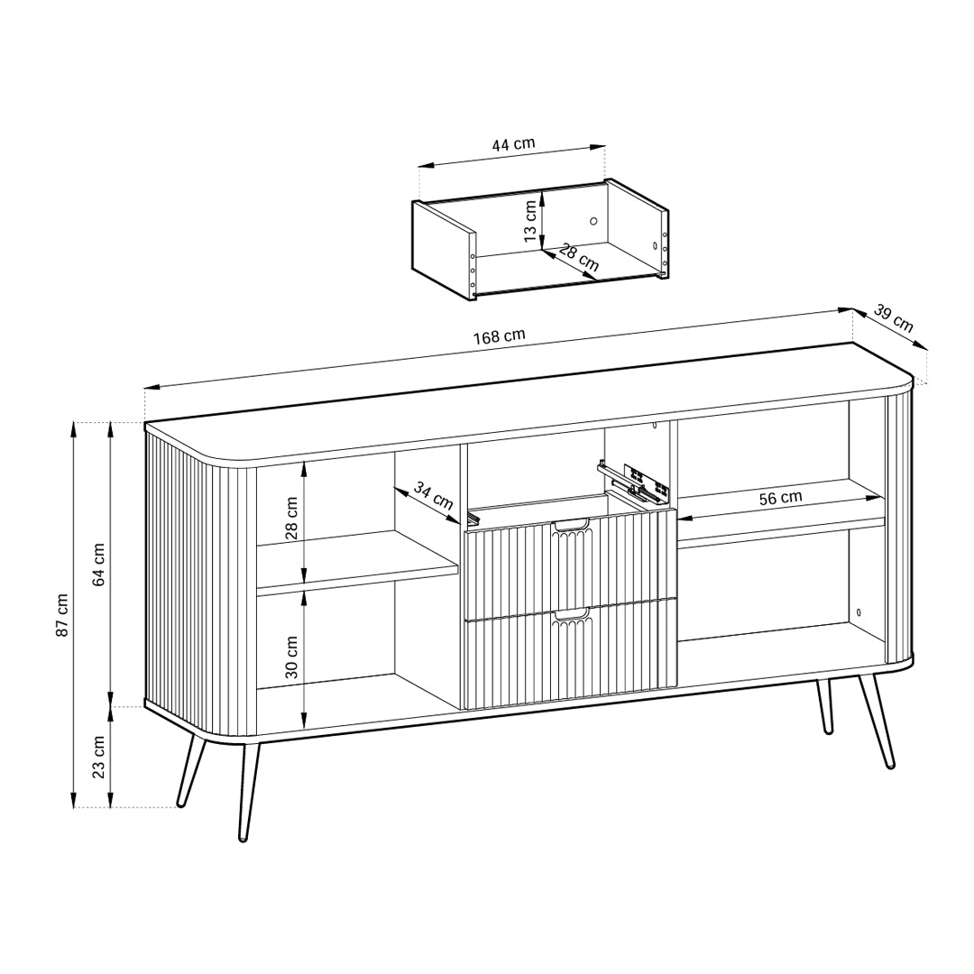 Komoda z drzwiami i szufladami 168x87 w stylu nowoczesnym | Eva