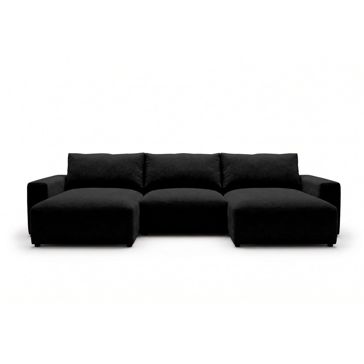 Narożnik modułowy U Iskeli 361 cm Krucza Głębia (ARAGON 99) z przodu – narożnik z dwiema otomanami w tkaninie Aragon