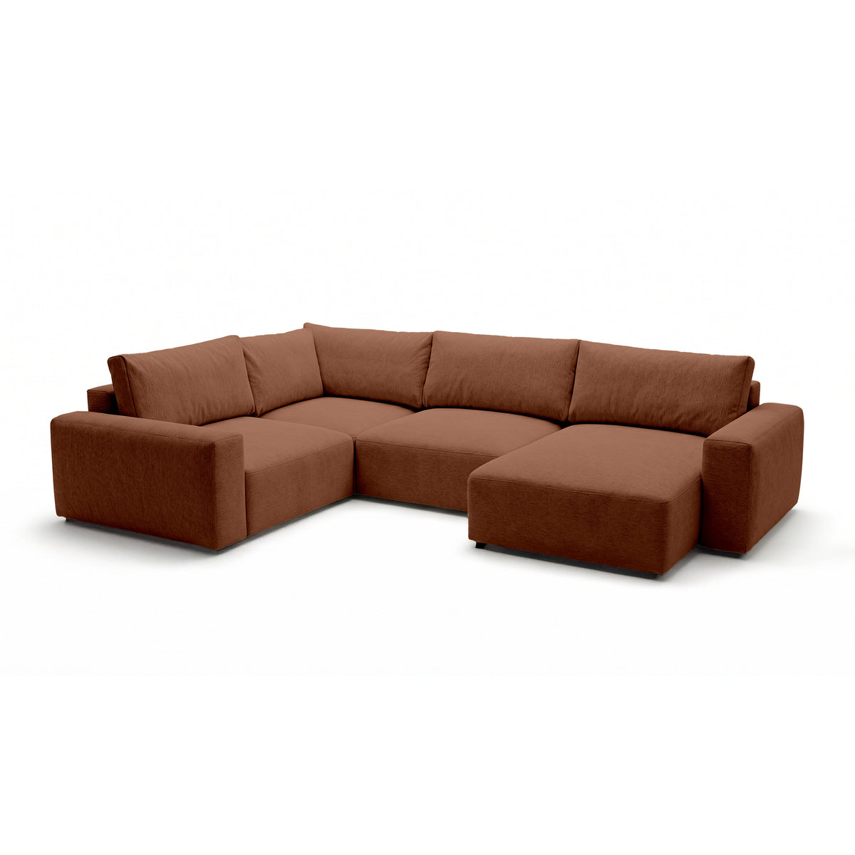 Narożnik modułowy UL Iskeli Plus 341 cm Cynamonowy Mat (ARAGON 56) prawostronny z ukosa – duży narożnik w tkaninie Aragon