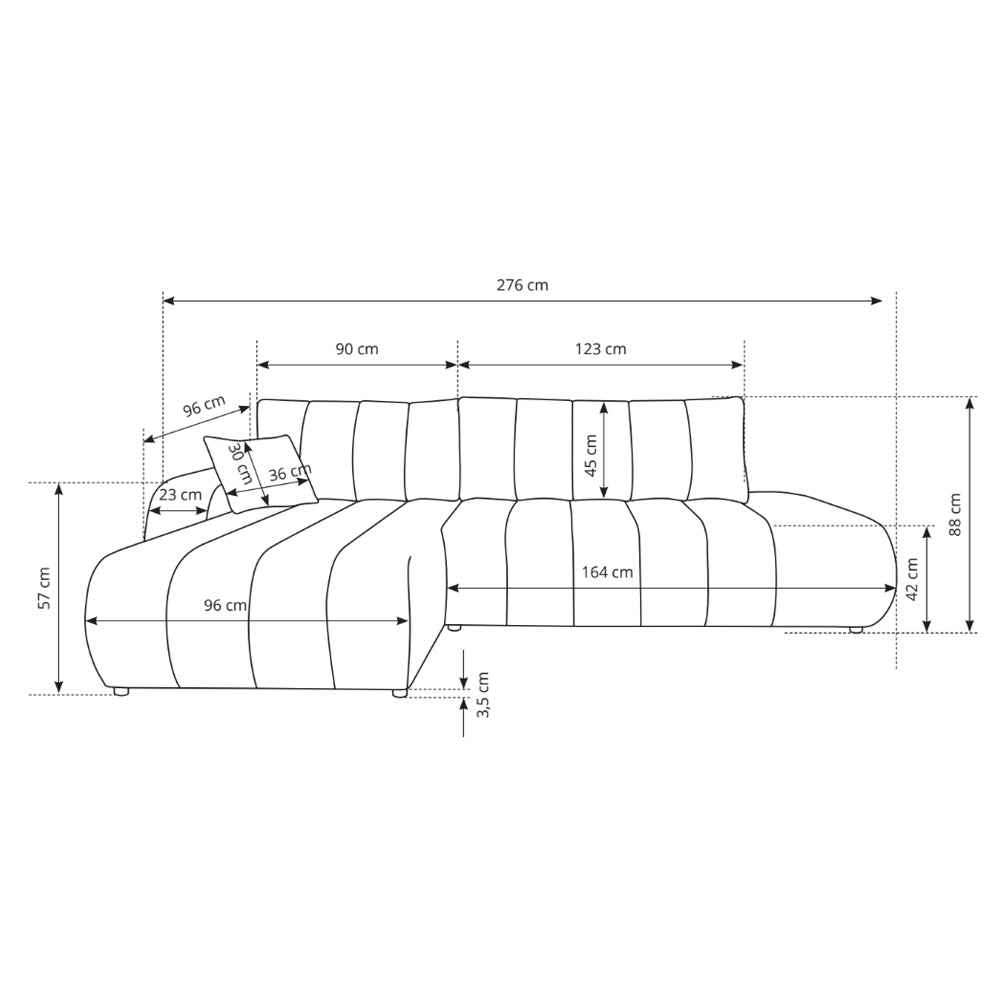 Narożnik z funkcją spania DL 276 cm w stylu nowoczesny | BALOA