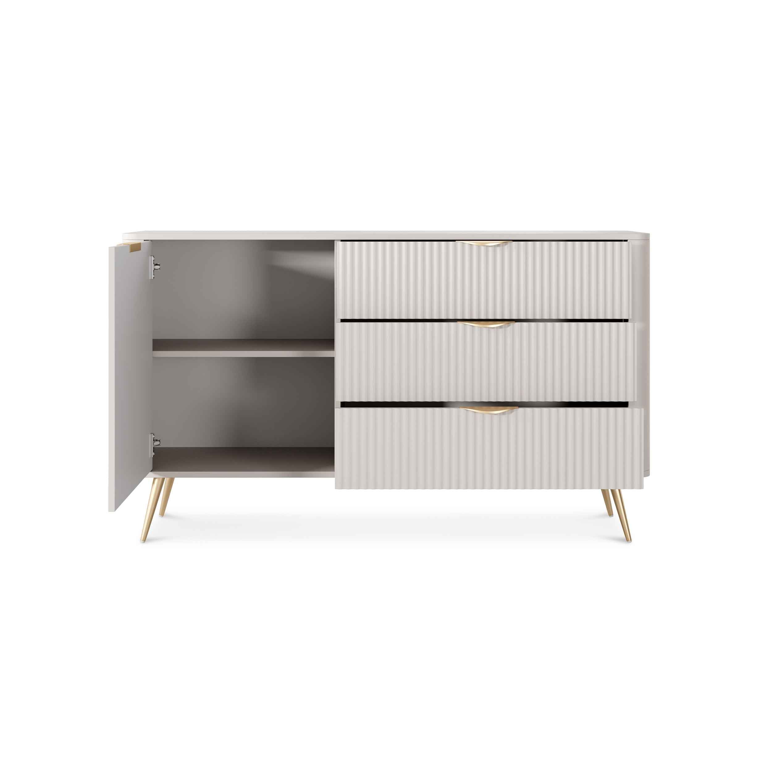 Komoda 138x81 z szufladami i drzwiami w stylu eleganckim | Laanti