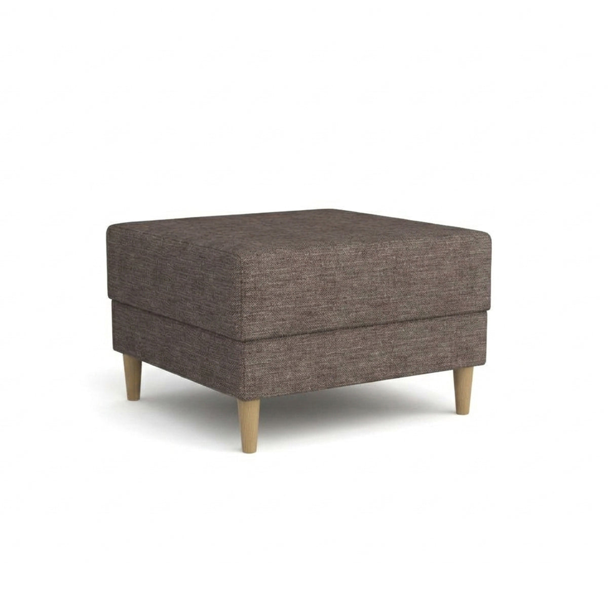 Pufa Harmi 66x66 Piaskowy Taupe (SAWANA 12) – tapicerowana pufa z tkaniny plecionki na bukowych nóżkach