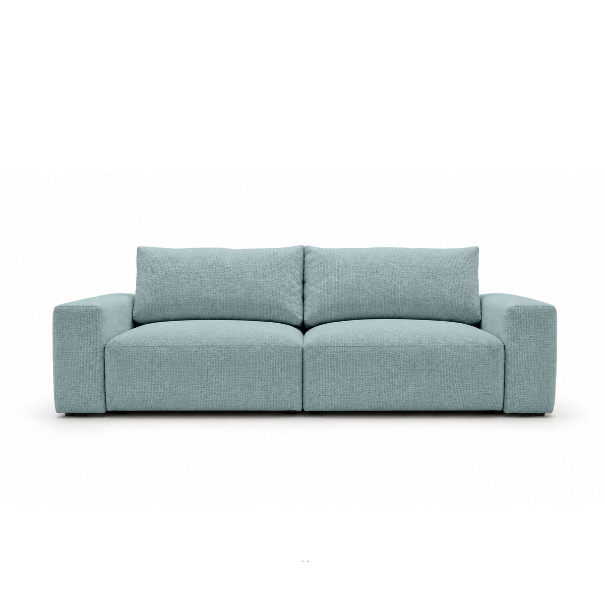 Sofa modułowa Iskeli 260 cm Lodowy Lazur (ARAGON 70) z przodu – sofa z pojemnikiem na pościel w tkaninie Aragon