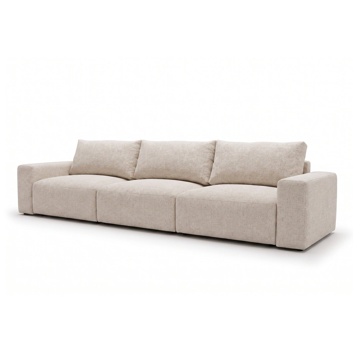 Sofa modułowa Iskeli Plus 361 cm Kremowy Taupe (ARAGON 03) z ukosa – duża sofa z trzema poduszkami oparciowymi