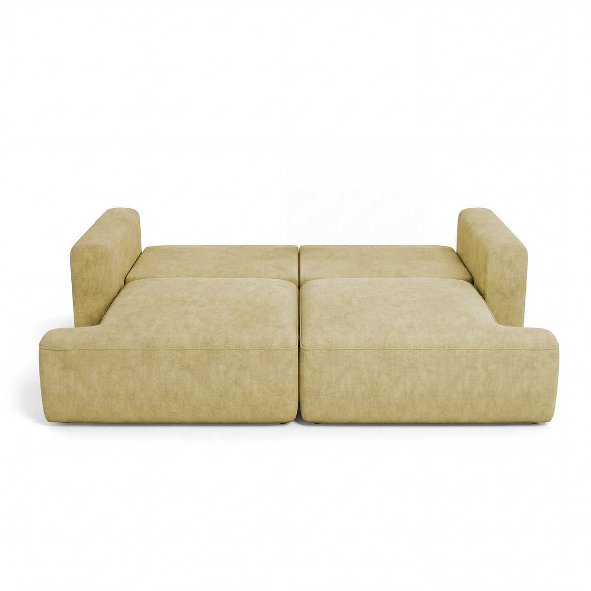 Sofa Senvali 241 cm Złota Sepia (CLOUD 32) po rozłożeniu – powierzchnia spania 198 × 140 cm, sofa do codziennego spania
