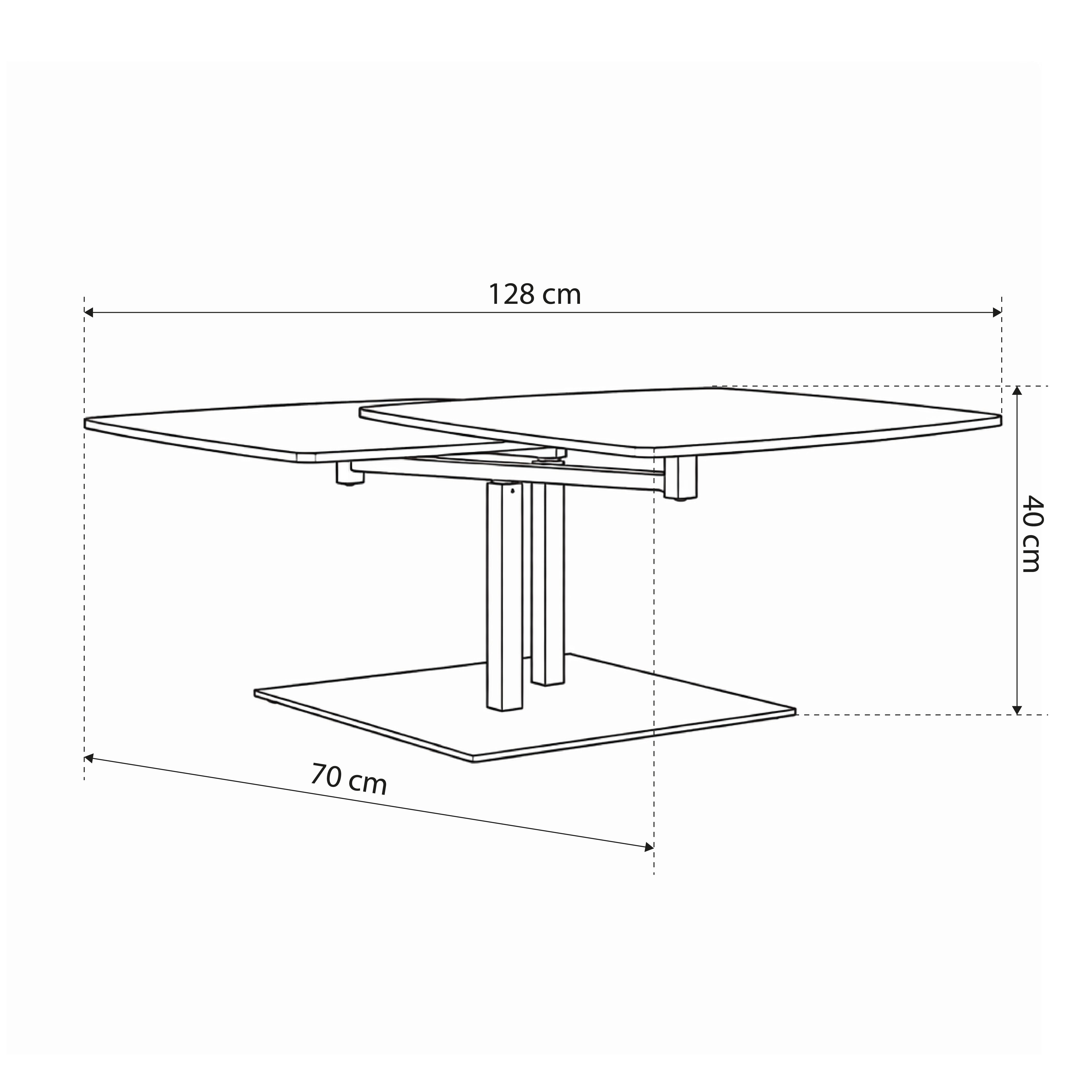 Stolik kawowy z obrotowym blatem 128 × 40 cm w stylu loftowym | Dualis