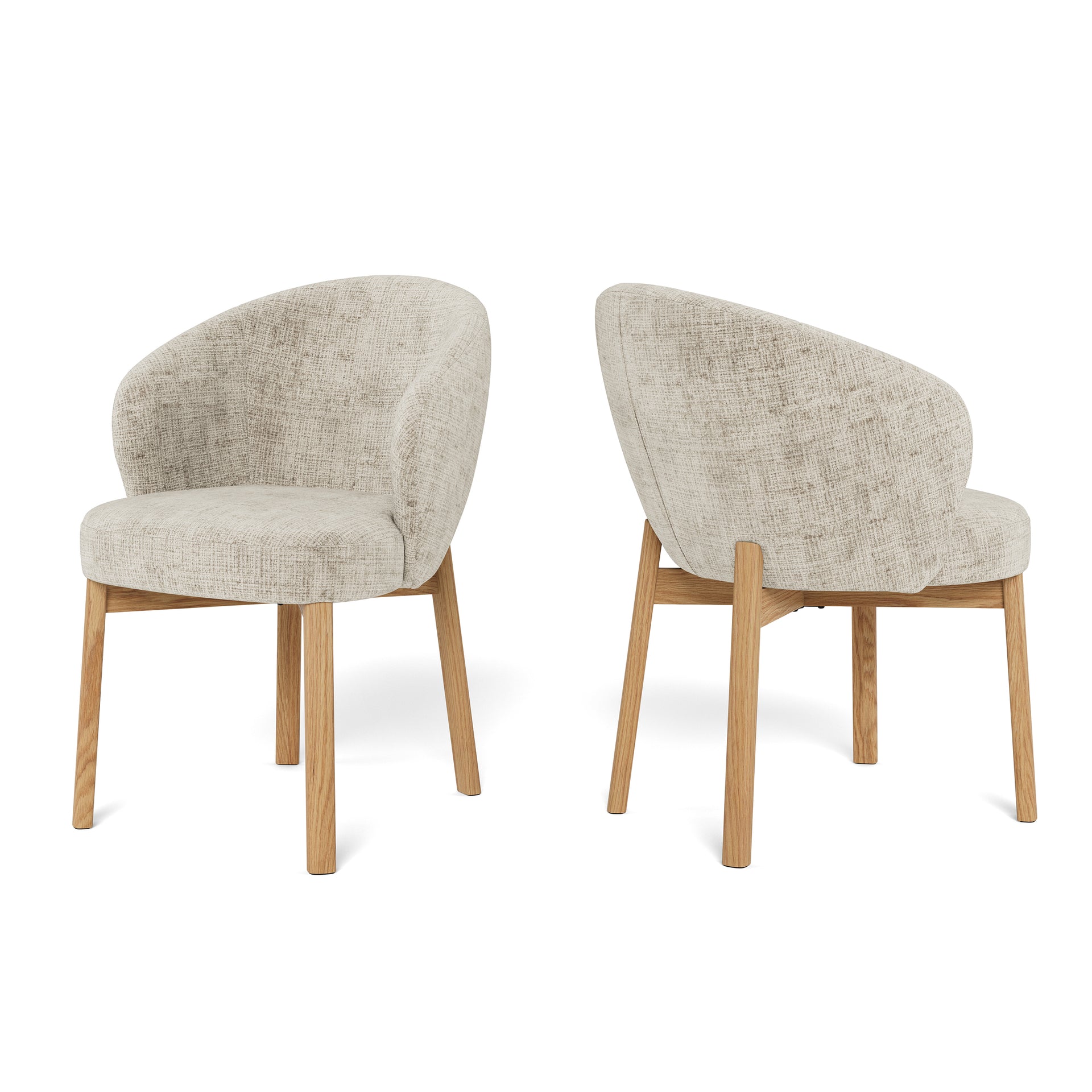 Zestaw dwóch krzeseł z podłokietnikami w stylu nowoczesnym - dębowa podstawa, miękkie siedzisko | Melor