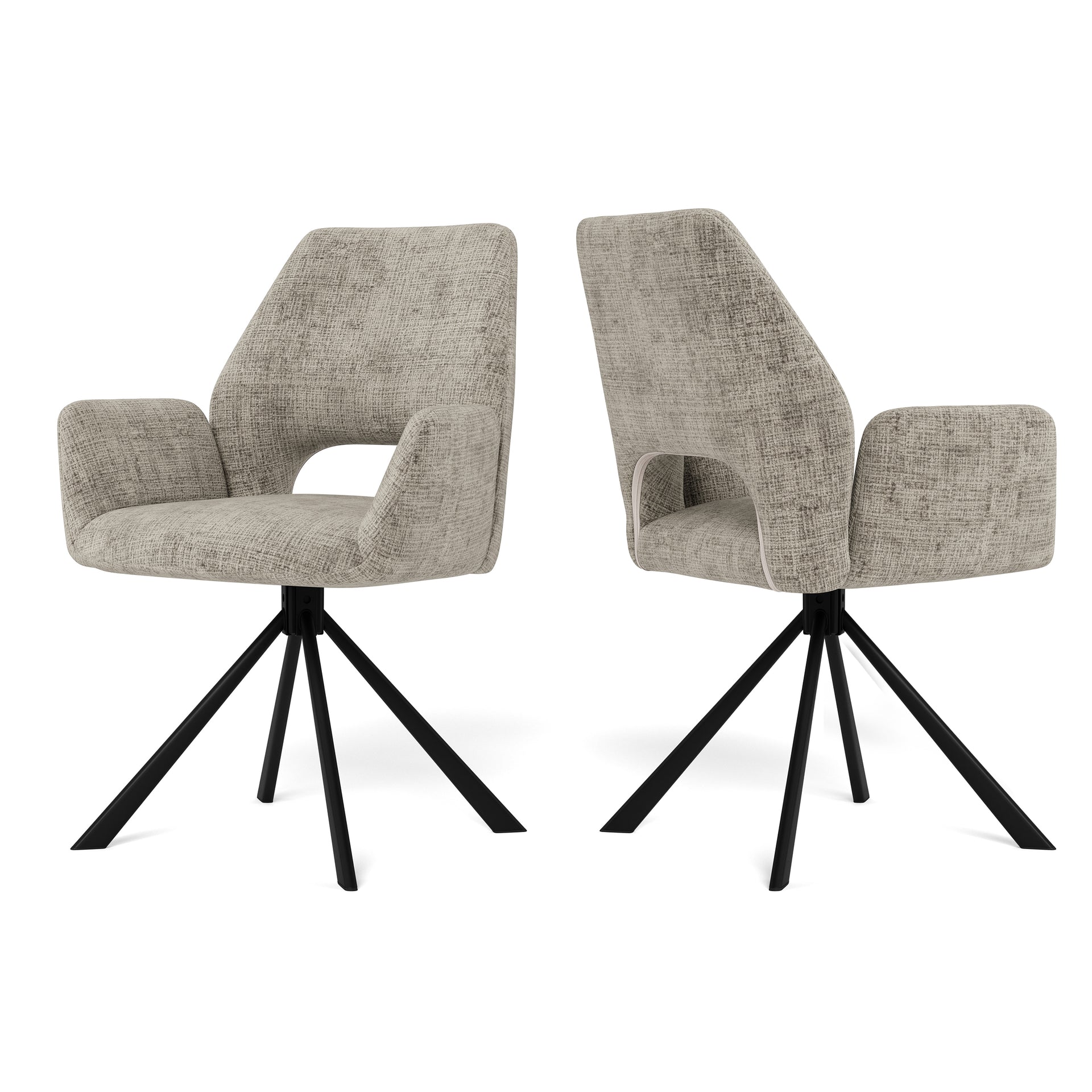 Zestaw dwóch krzeseł obrotowych z podłokietnikami w stylu nowoczesnym - wyprofilowane oparcie, podstawa krzyżak | Fente