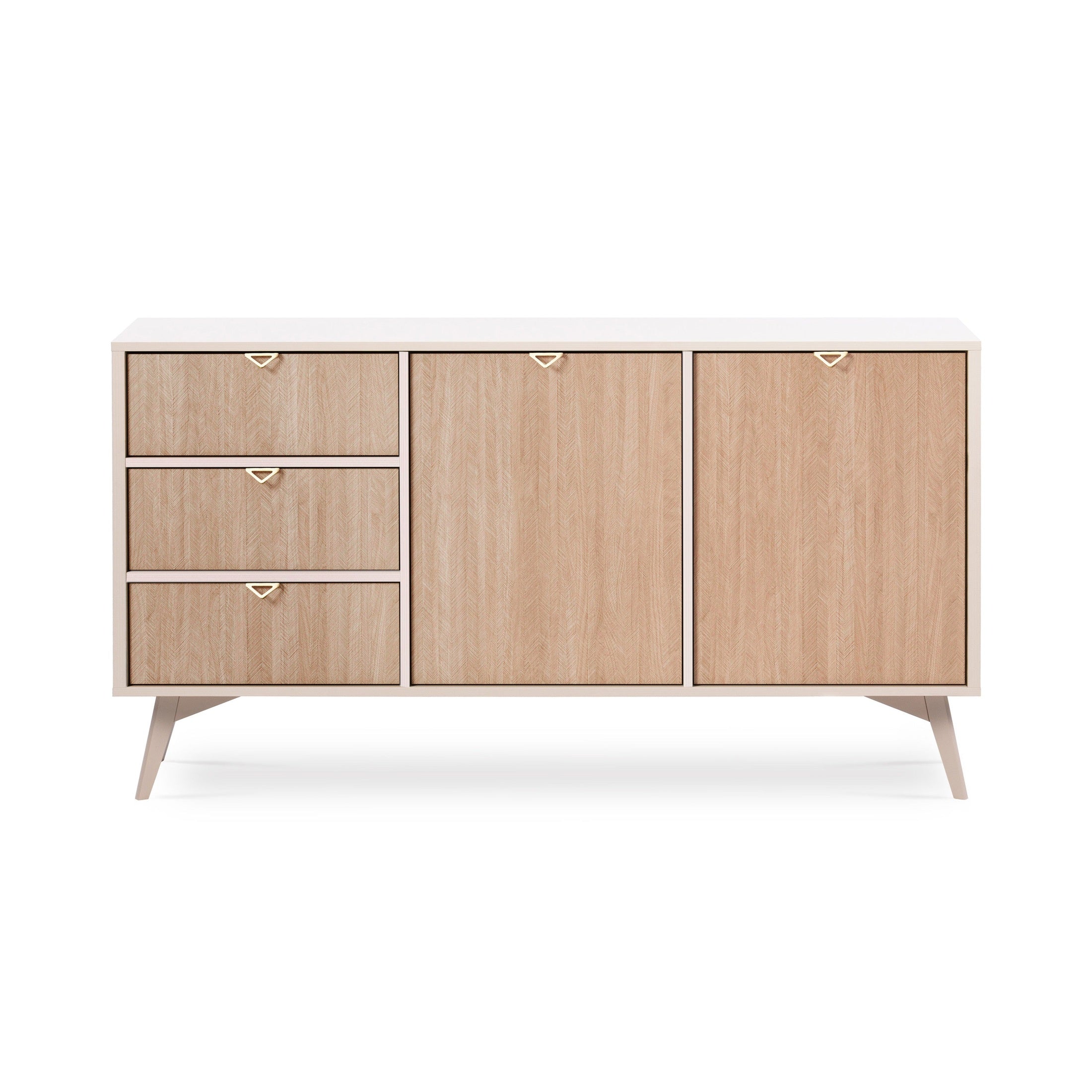 Komoda 158x80 z szufladami i szafkami w stylu japandi | Mandala