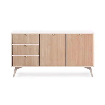 Komoda 158x80 z szufladami i szafkami w stylu japandi | Mandala