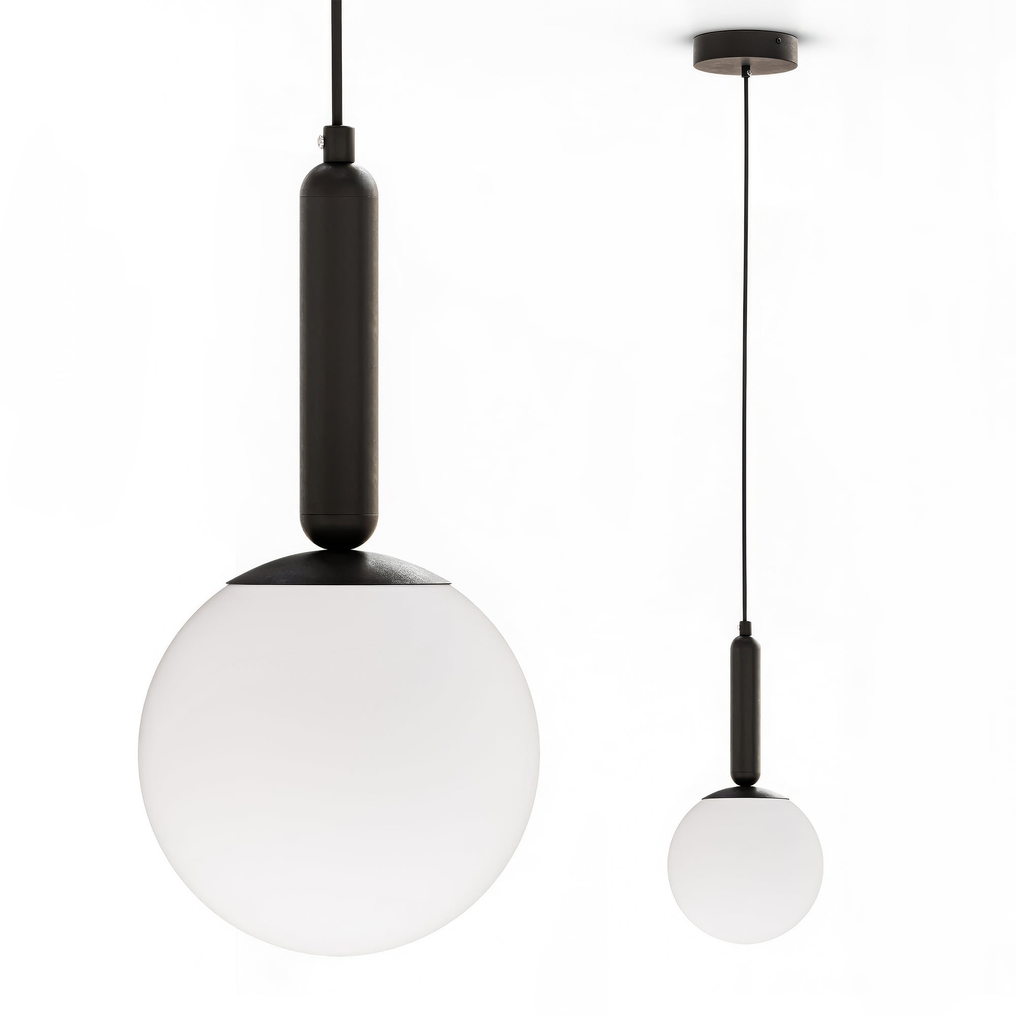 Czarna lampa wisząca z kulą Obal