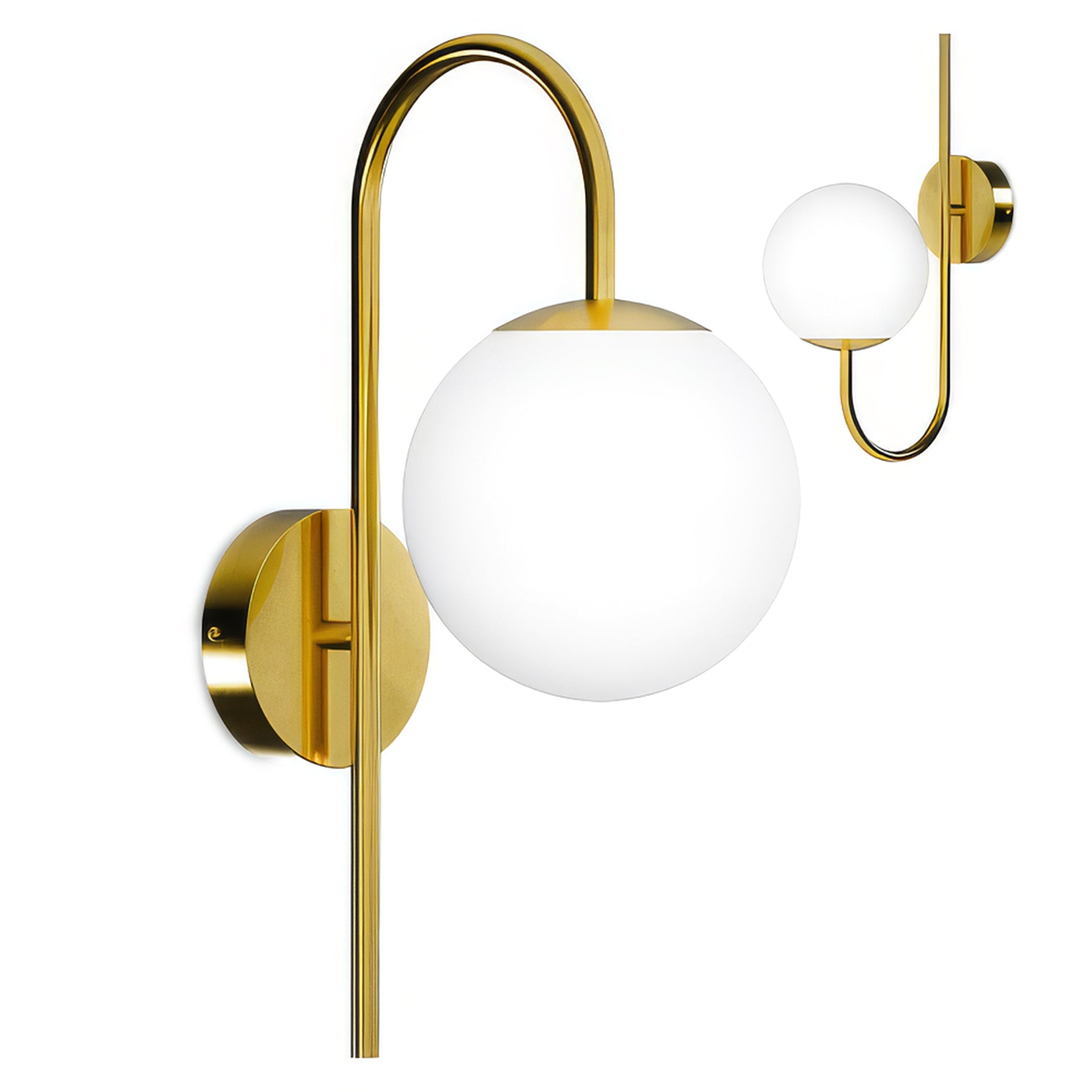 Kinkiet ścienny z białą kulą Orbitella