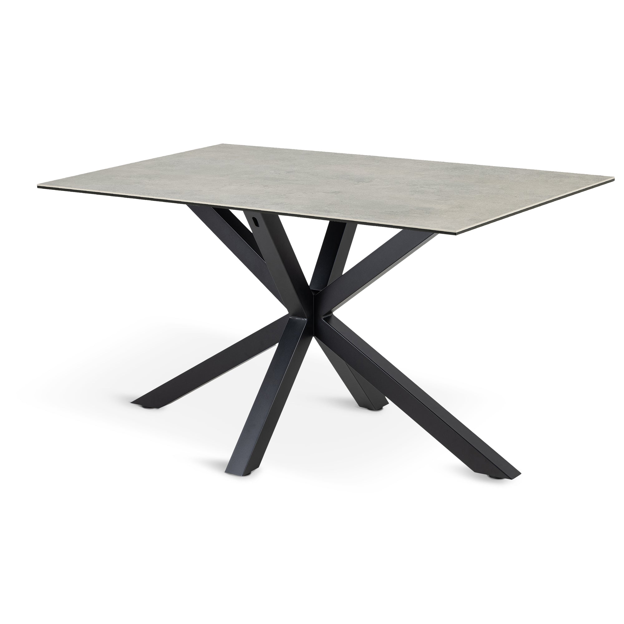 Stół do jadalni 135x80 w stylu nowoczesnym - ceramiczny blat w 4 kolorach, czarna podstawa | Oryss Jasny Popiel