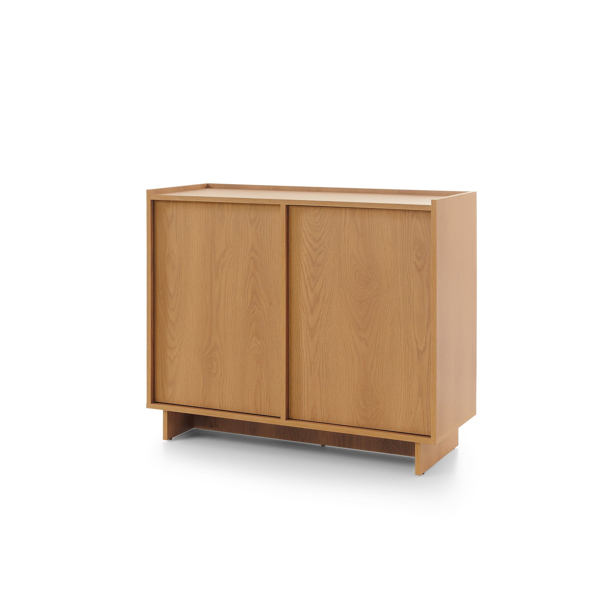 Komoda 98x82 z półkami w stylu japandi - dąb karmel, bezuchwytowe fronty | Kiyro