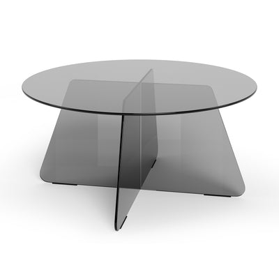 Okrągły stolik kawowy do salonu o średnicy 80 cm w stylu nowoczesnym | Aria Glass Przydymione