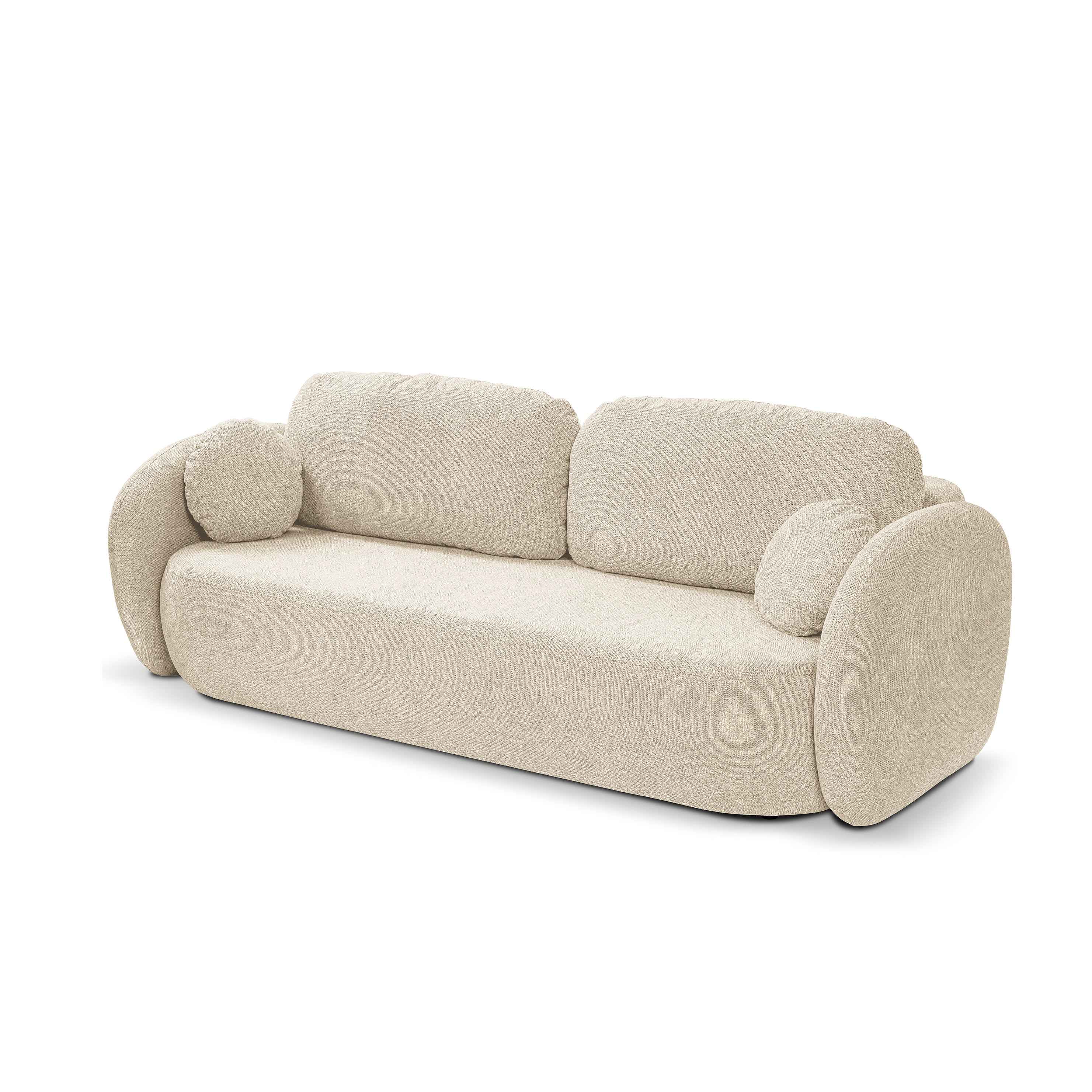 Sofa 3-osobowa z funkcją spania 142x200 z pojemnikiem w stylu art deco, tkanina Aragon | OLEMO