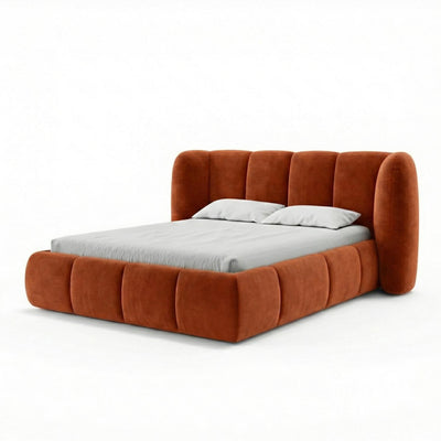Łóżko tapicerowane pikowane z pojemnikiem w stylu soft modern | Ventara